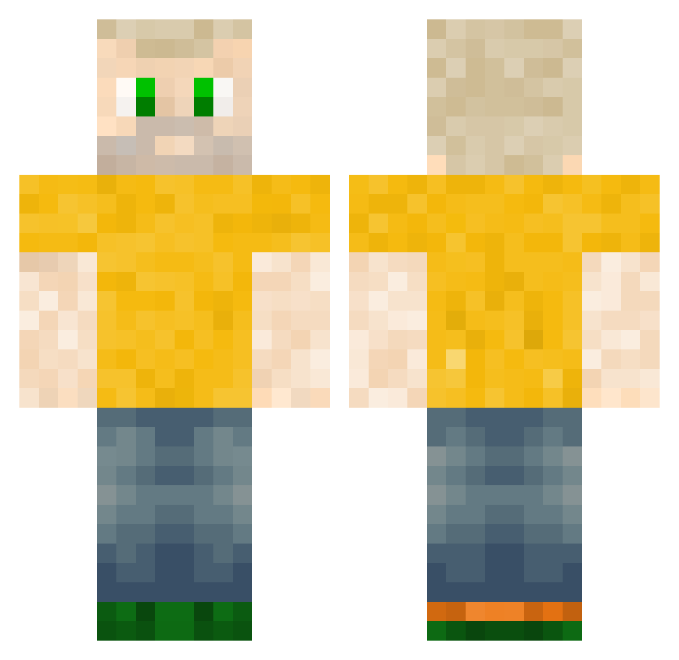 readta Minecraft skin, front and back view