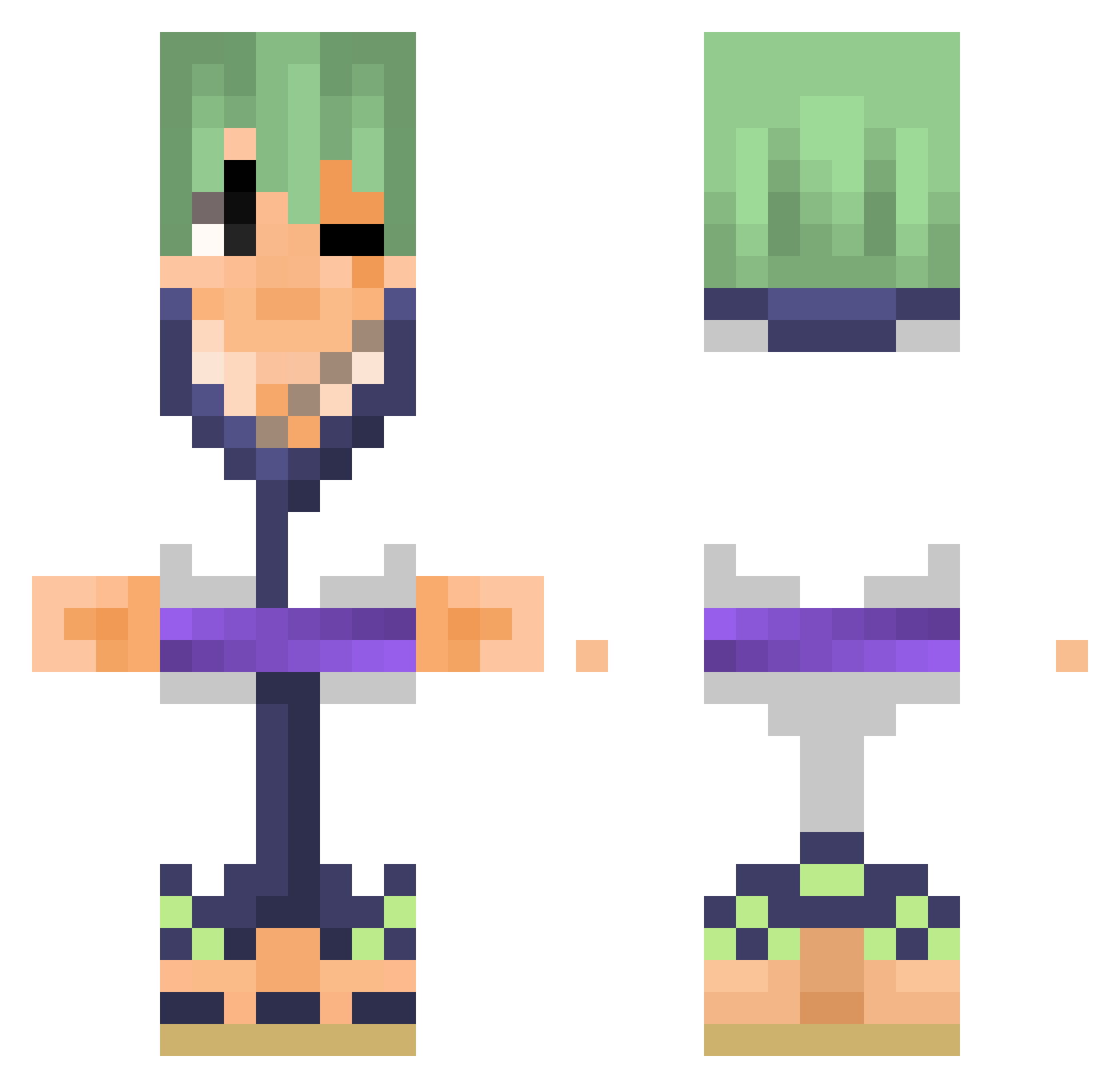 victorleCS Minecraft skin, front and back view