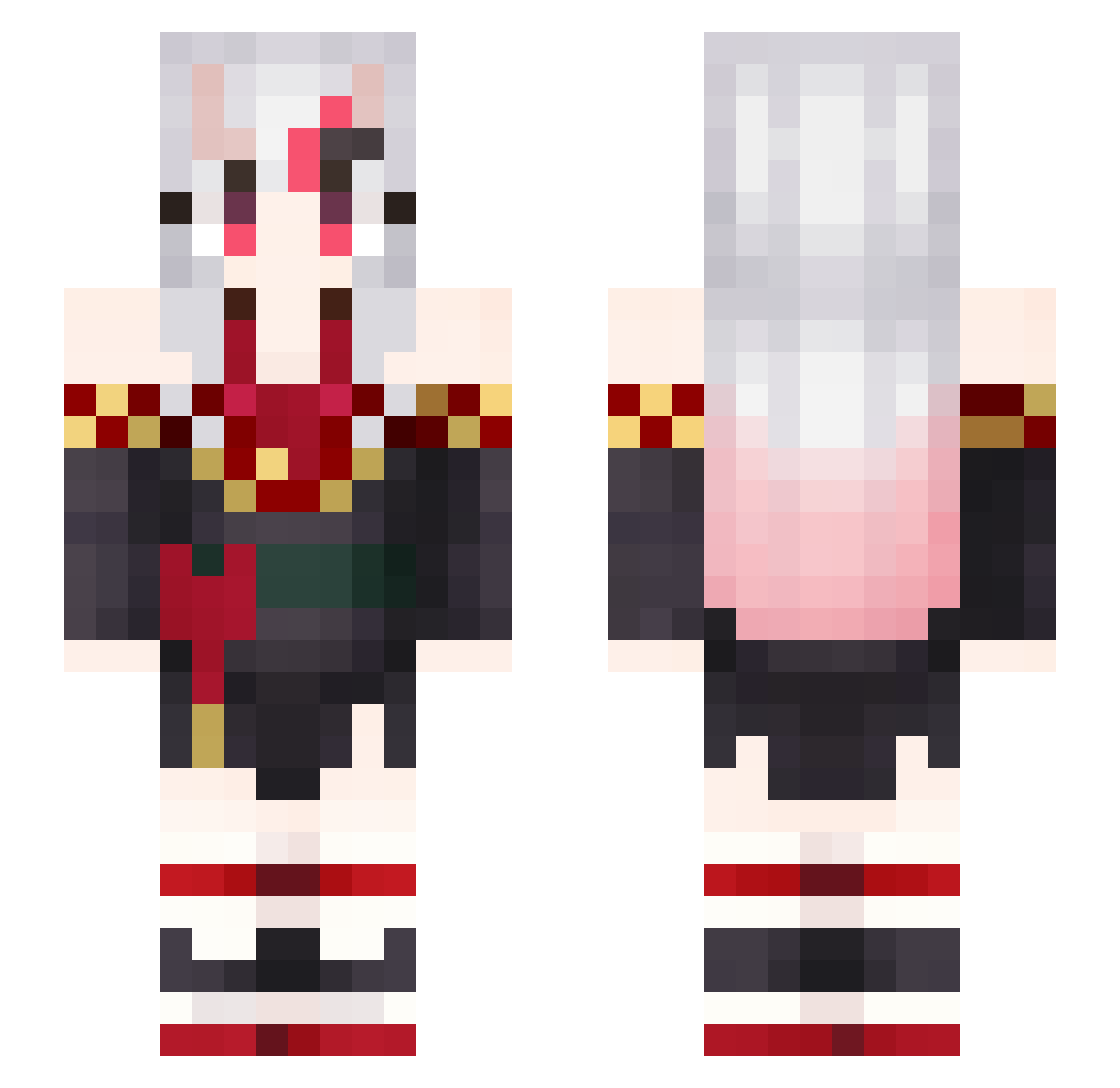 NaraSazaki Minecraft skin, front and back view