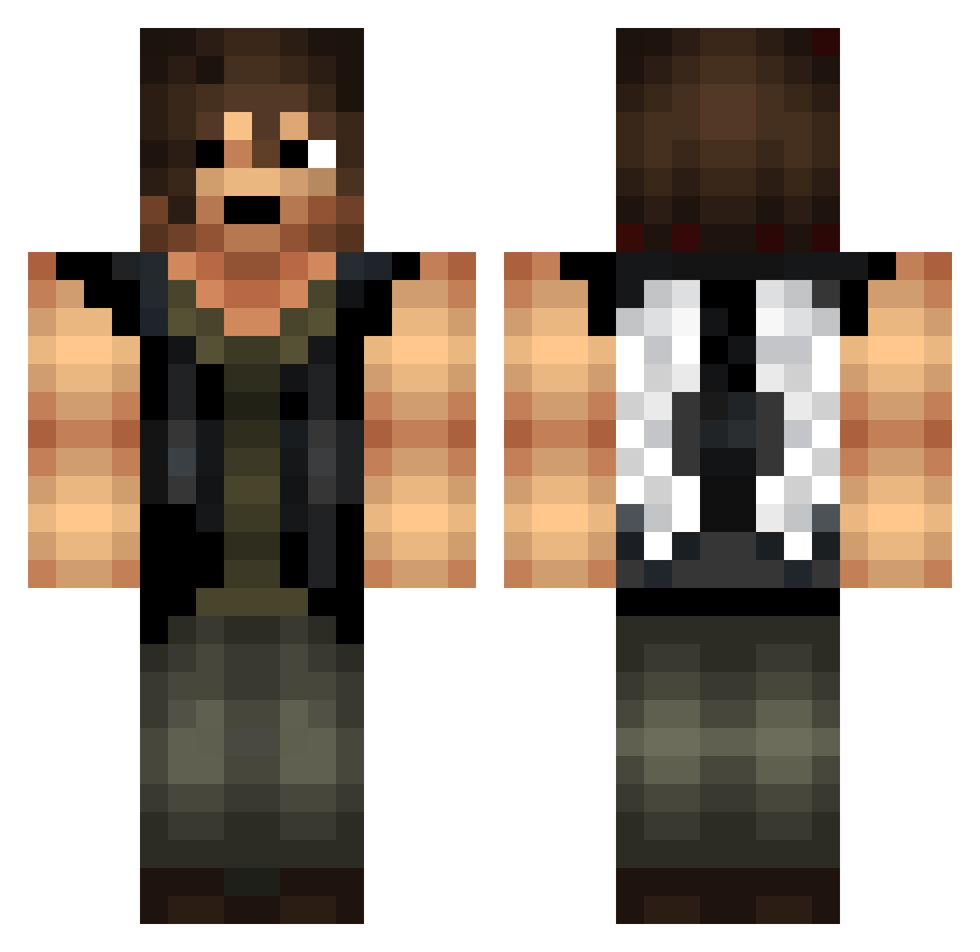 Morgene Minecraft skin, front and back view