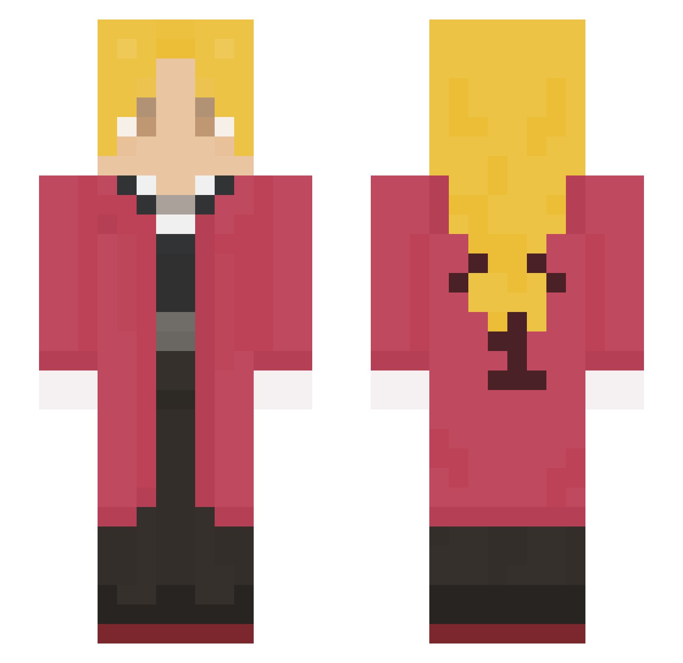 NoConsentTrent Minecraft skin, front and back view