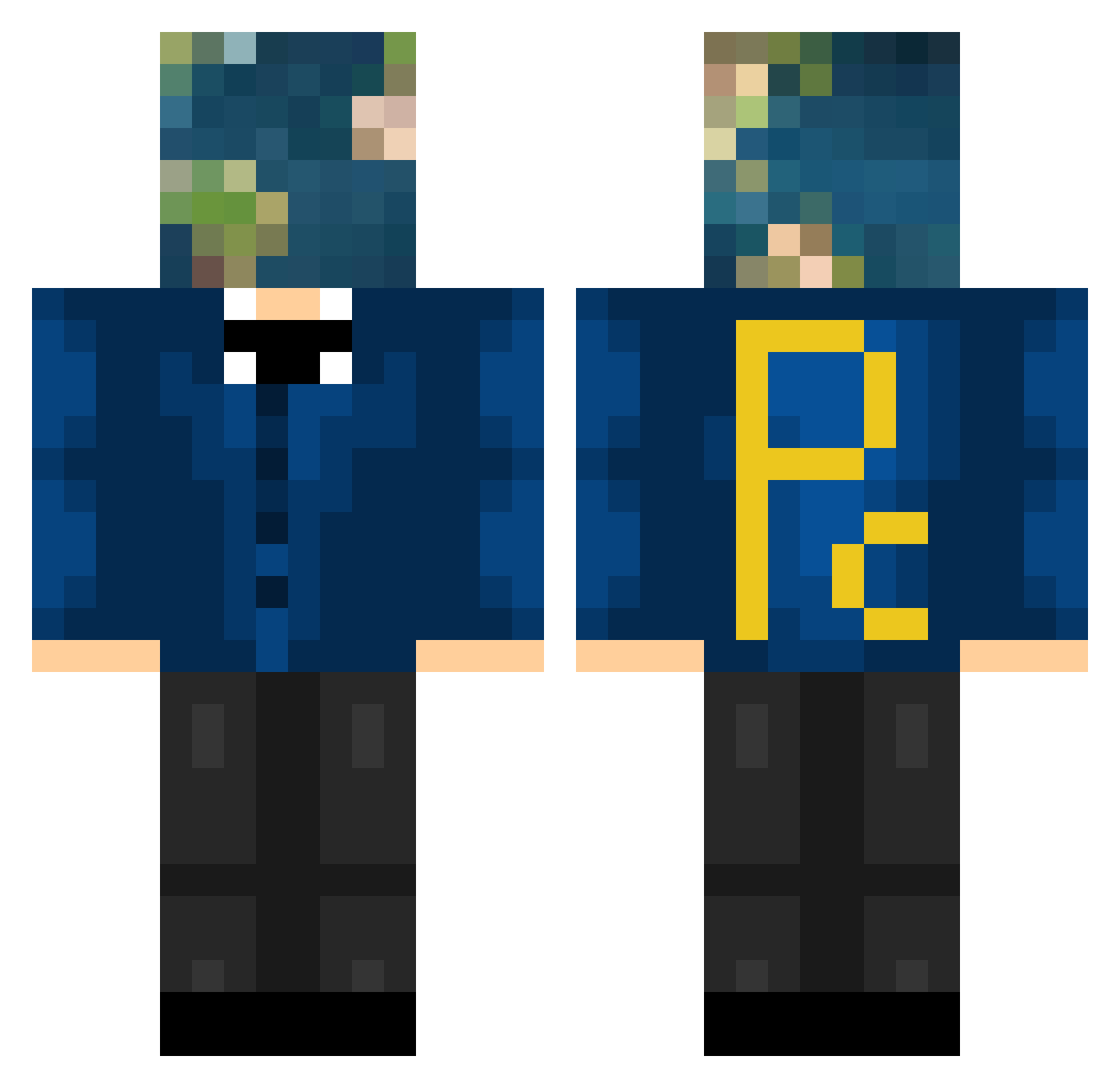 Decoratives Minecraft skin, front and back view