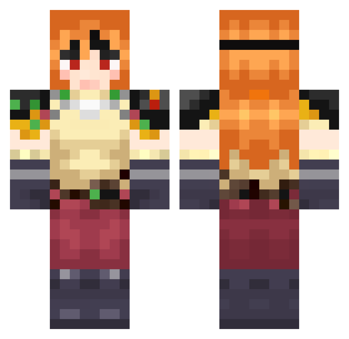 xasesinx Minecraft skin, front and back view