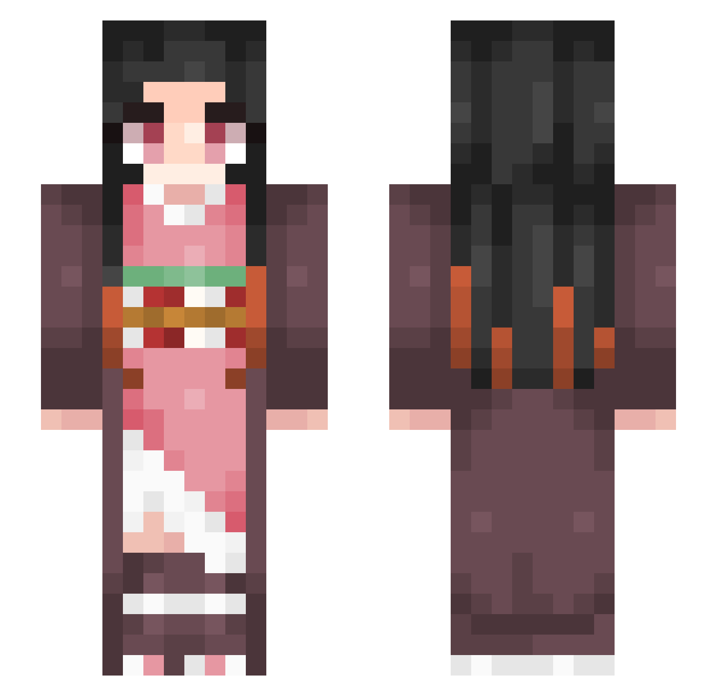 Tazhu Minecraft skin, front and back view
