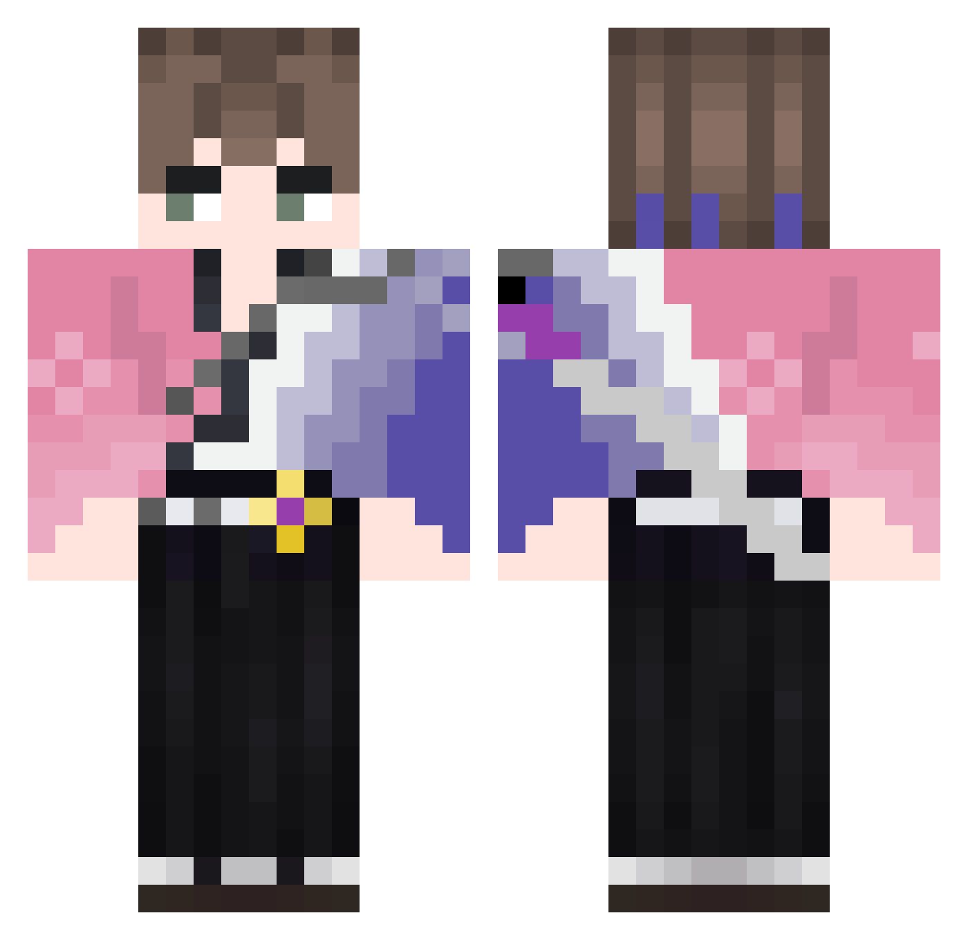 AkaiGT Minecraft skin, front and back view