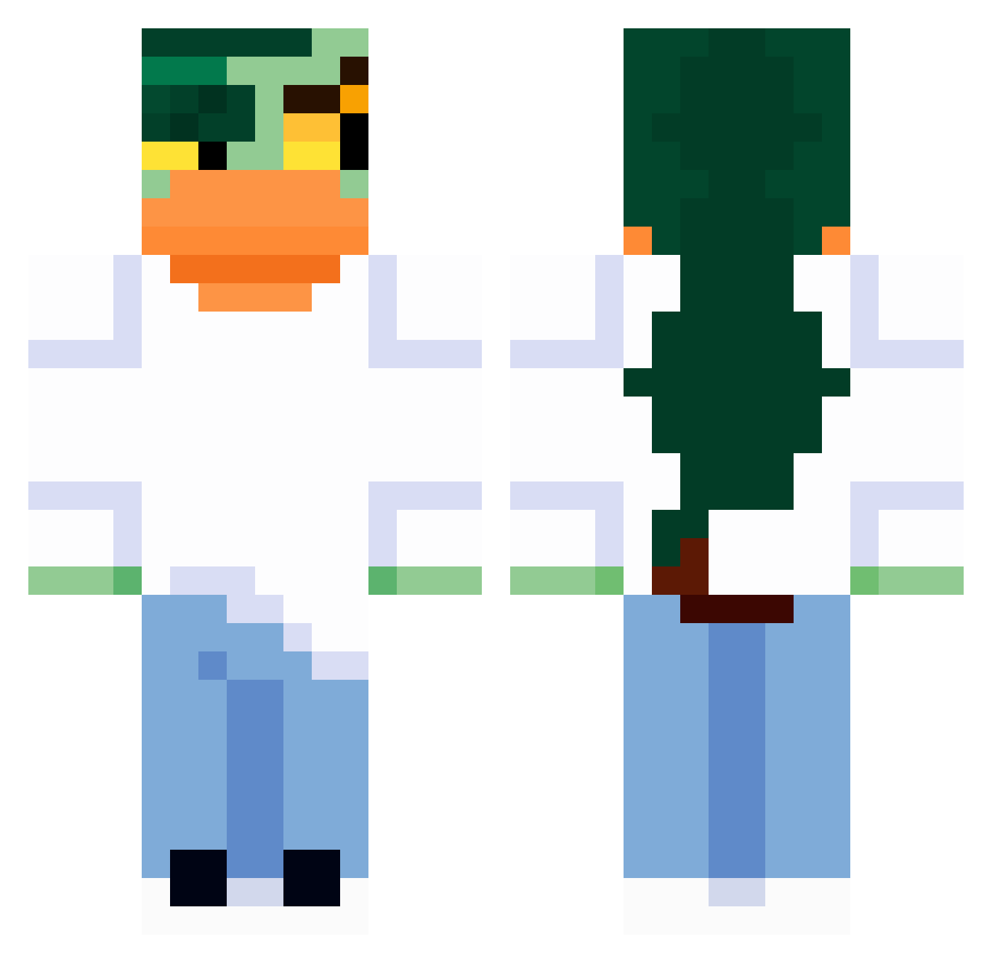 Cosmo_omsoC Minecraft skin, front and back view