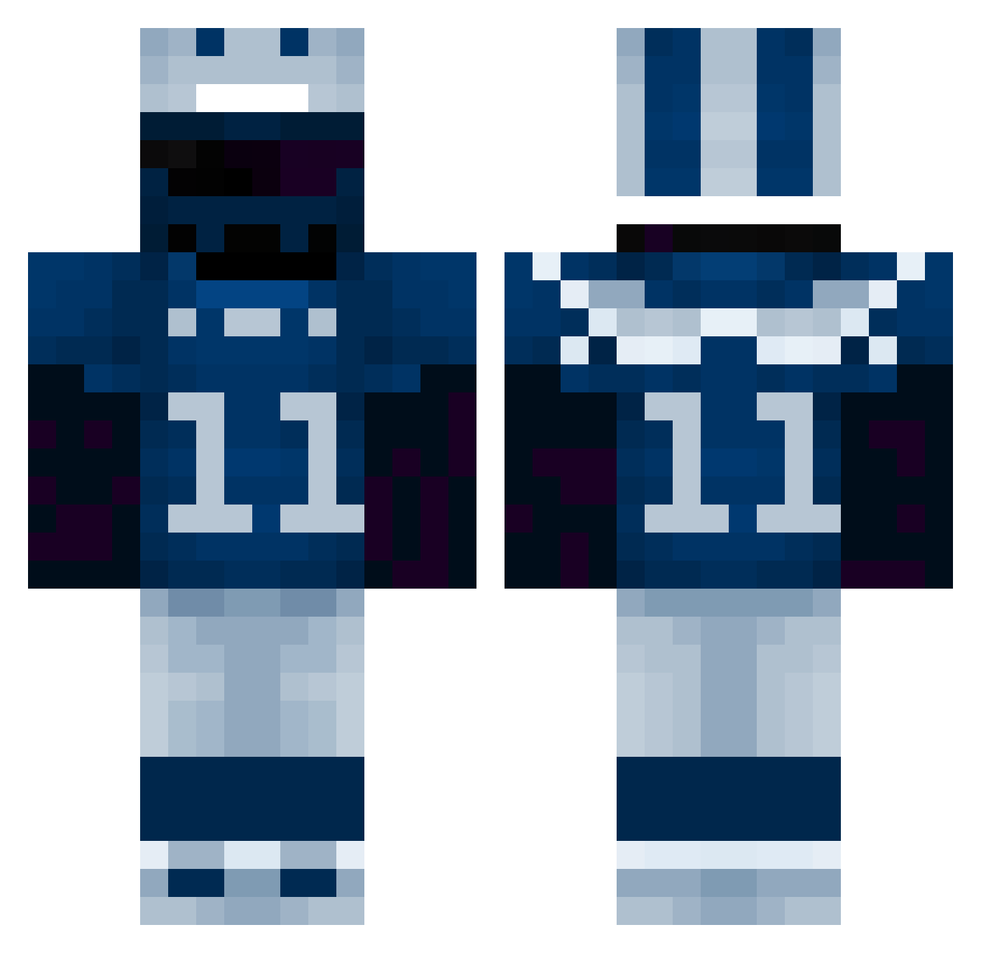 shahadow Minecraft skin, front and back view