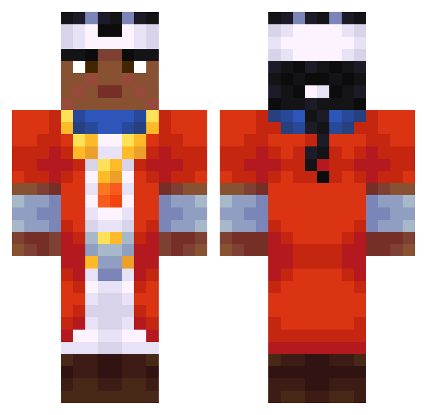 Vynrixx Minecraft skin, front and back view