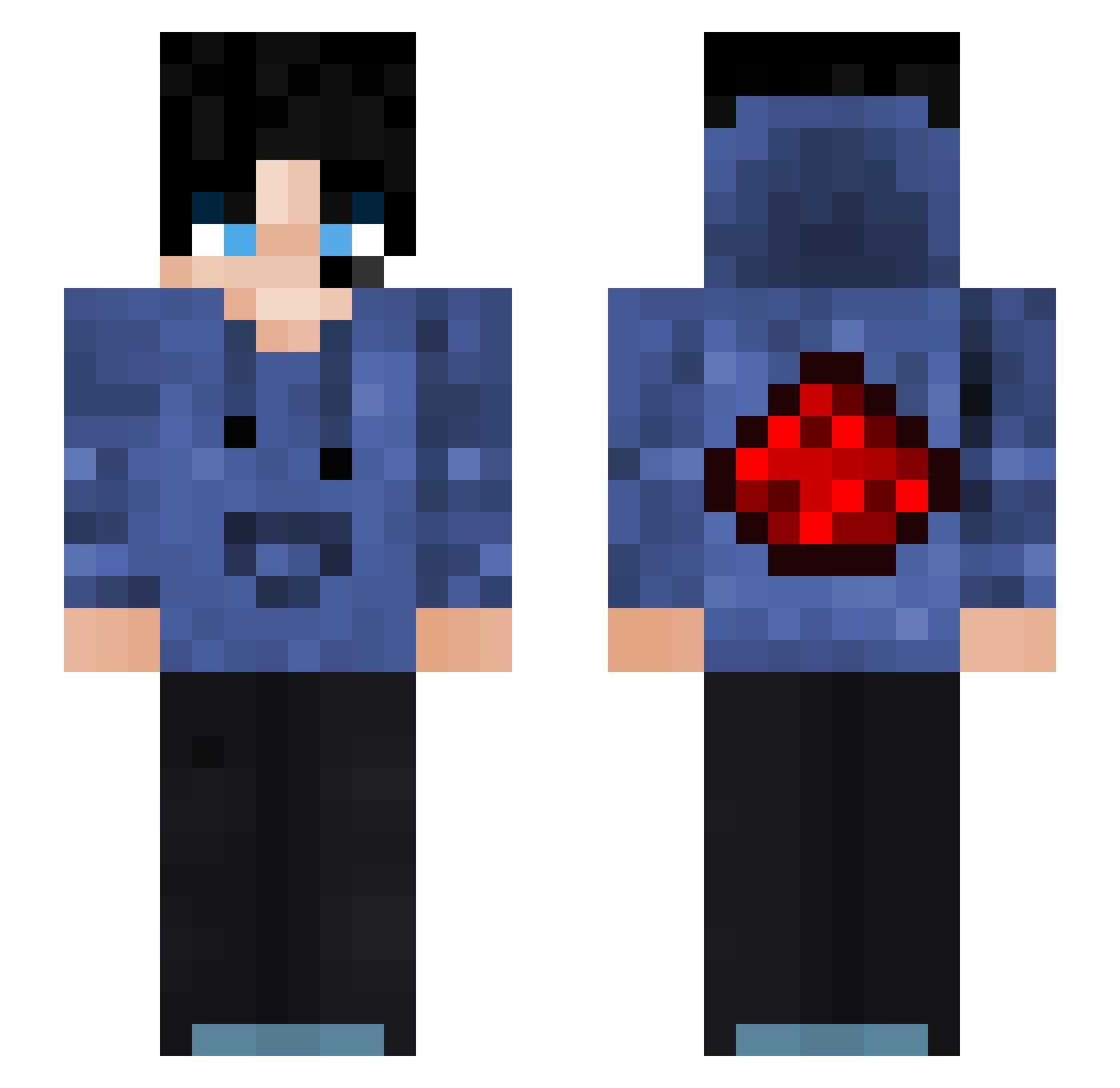 Free_swallow Minecraft skin, front and back view