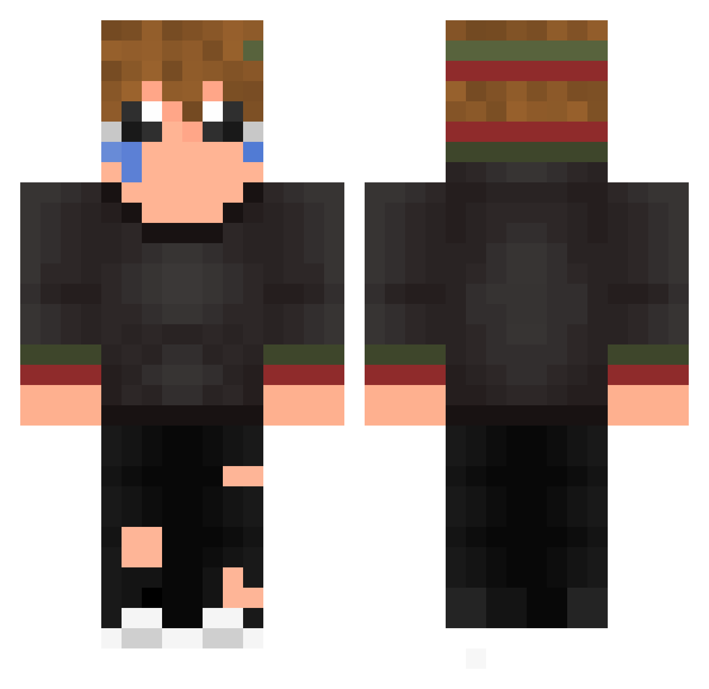 skateparks Minecraft skin, front and back view