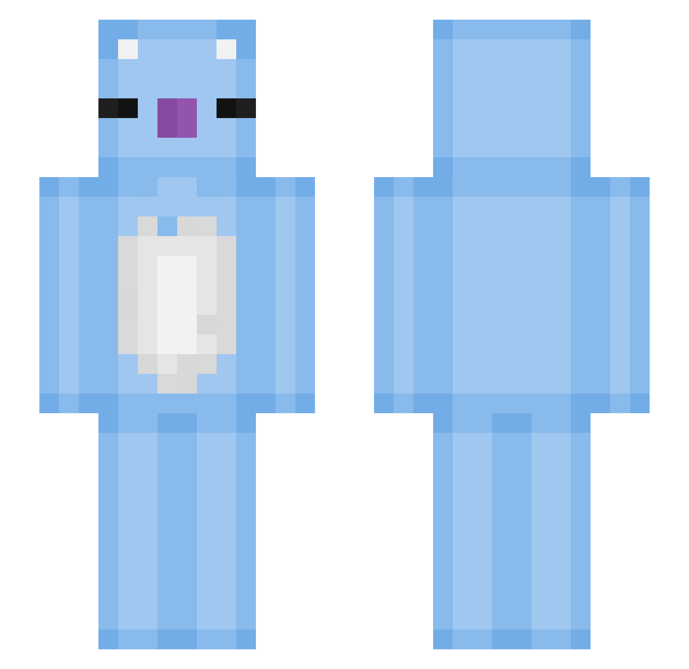 Pootjelly Minecraft skin, front and back view