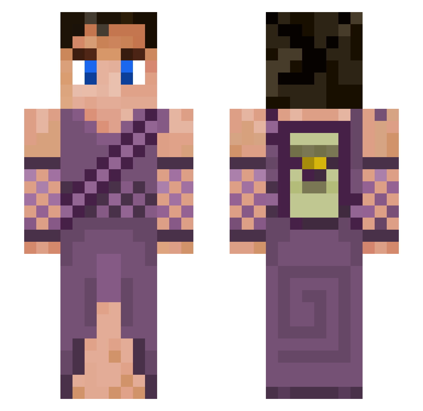 Morphette Minecraft skin, front and back view