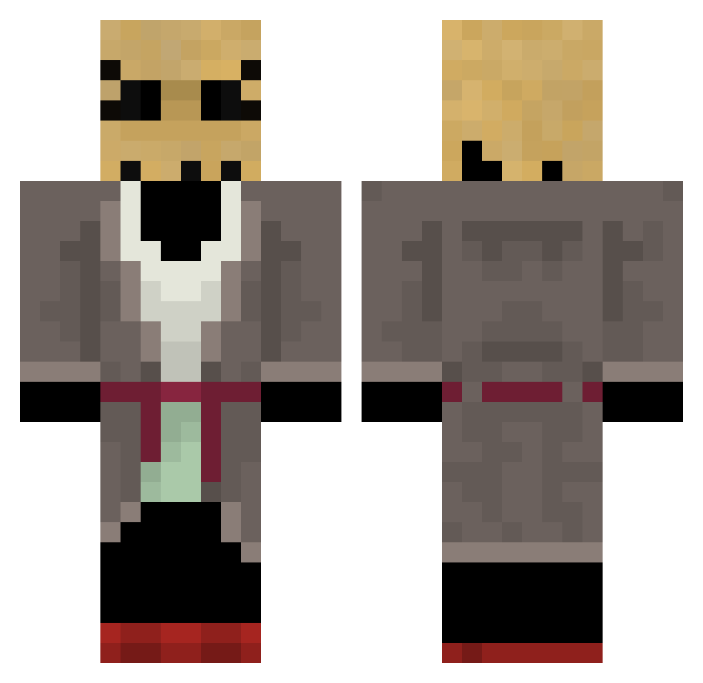 Kreuzman Minecraft skin, front and back view