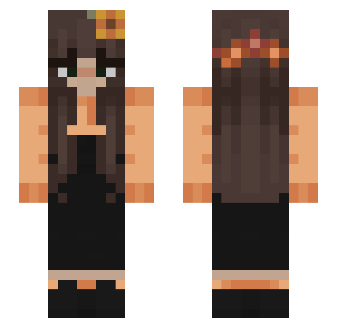 PeachyJess25 Minecraft skin, front and back view