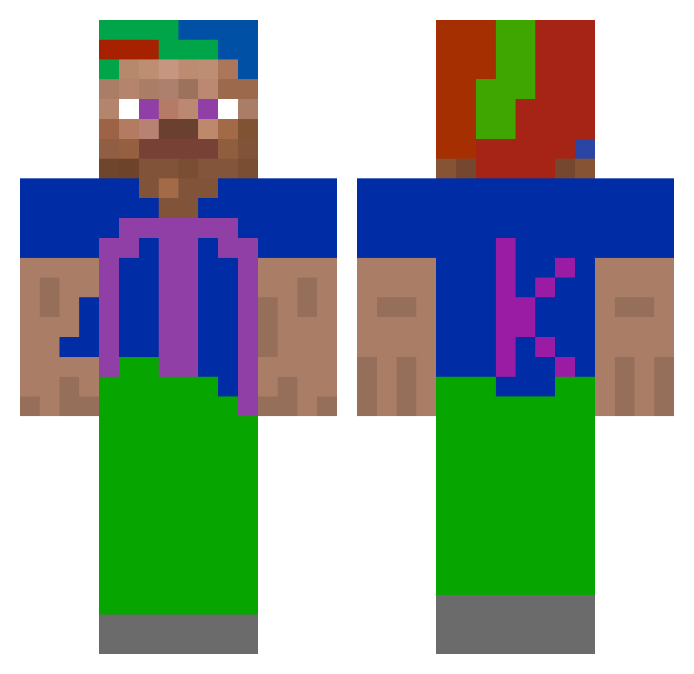 MythKingMC Minecraft skin, front and back view