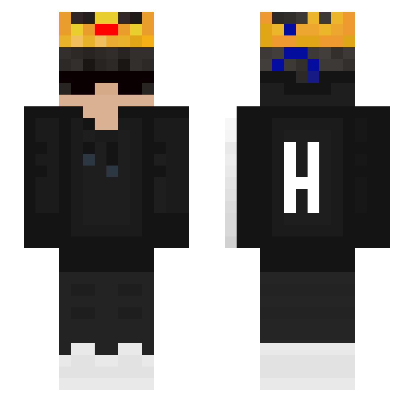 samubomber Minecraft skin, front and back view