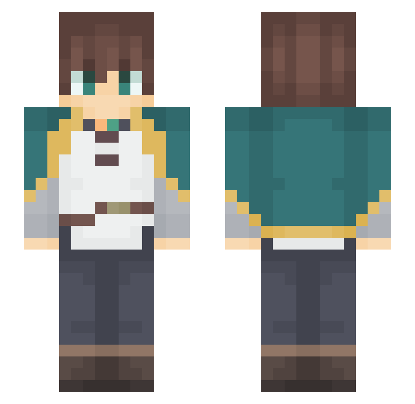 NightTrouble Minecraft skin, front and back view