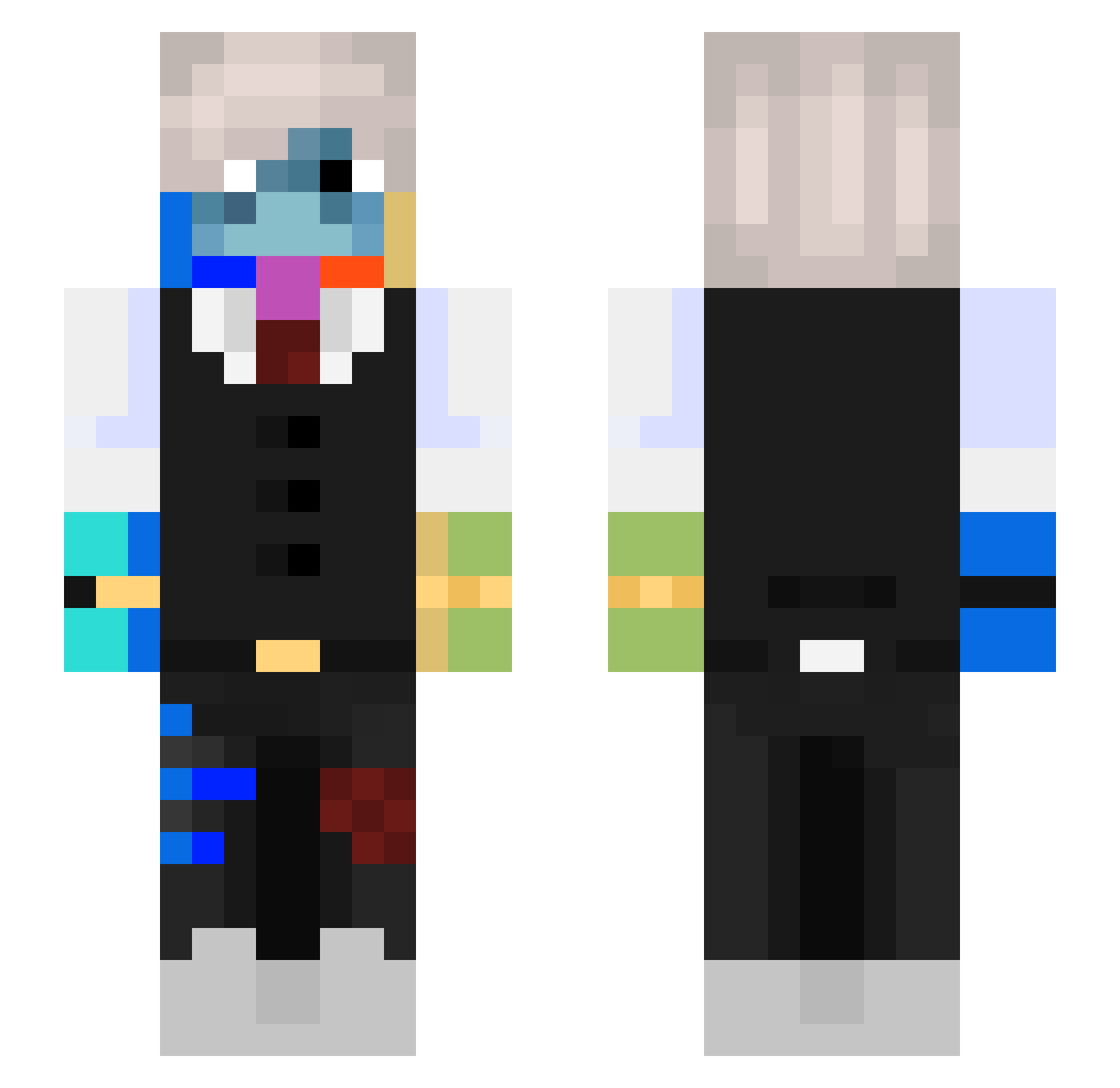 ravilo Minecraft skin, front and back view