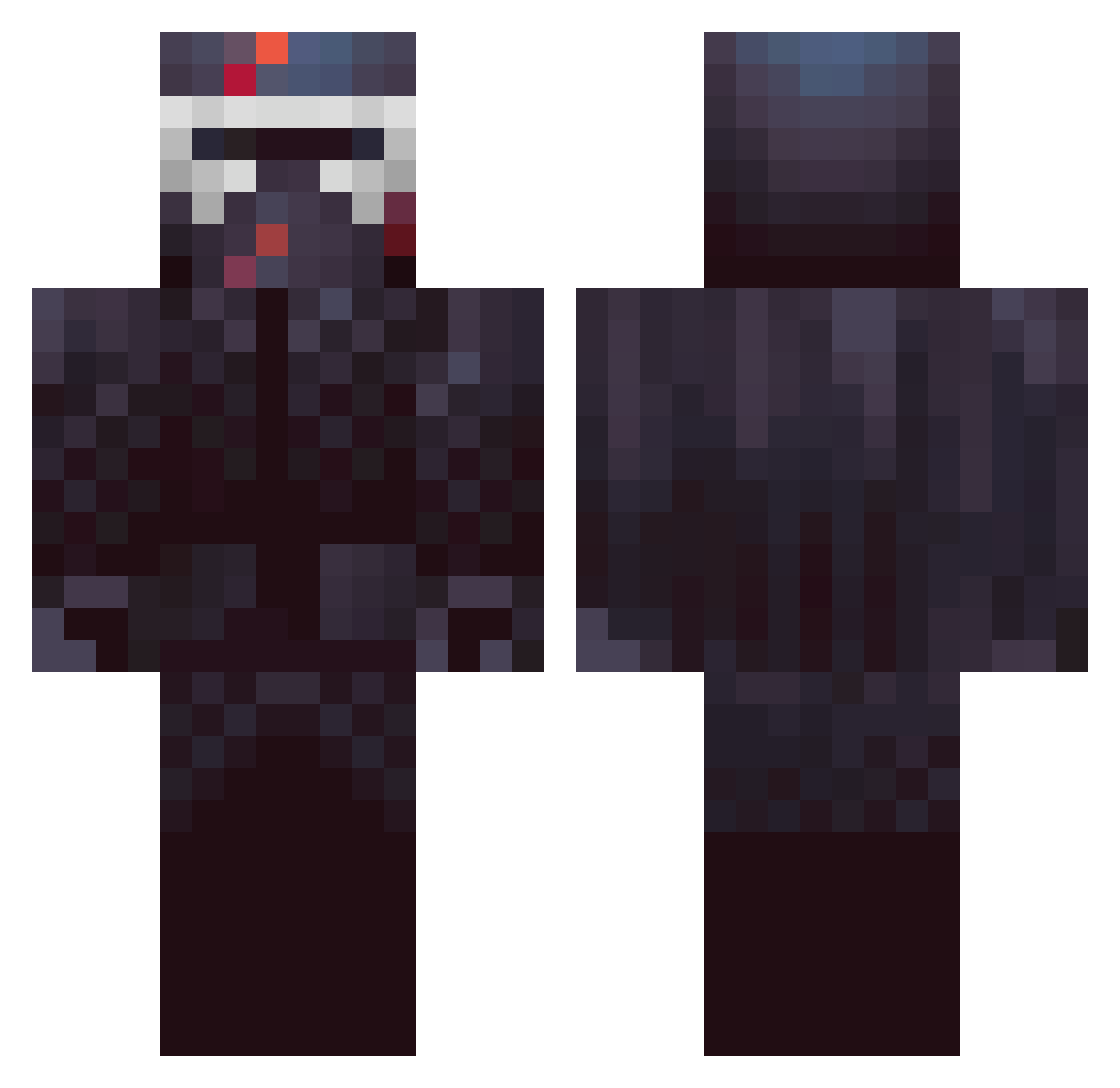 WickedNeet Minecraft skin, front and back view