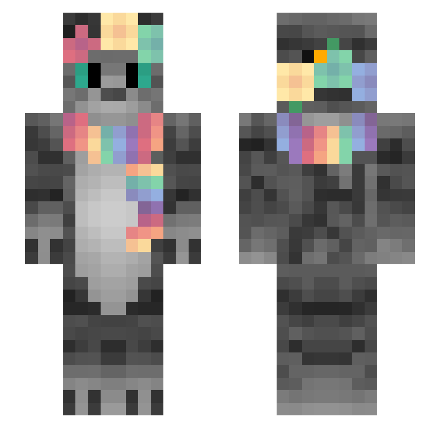 downhyll Minecraft skin, front and back view