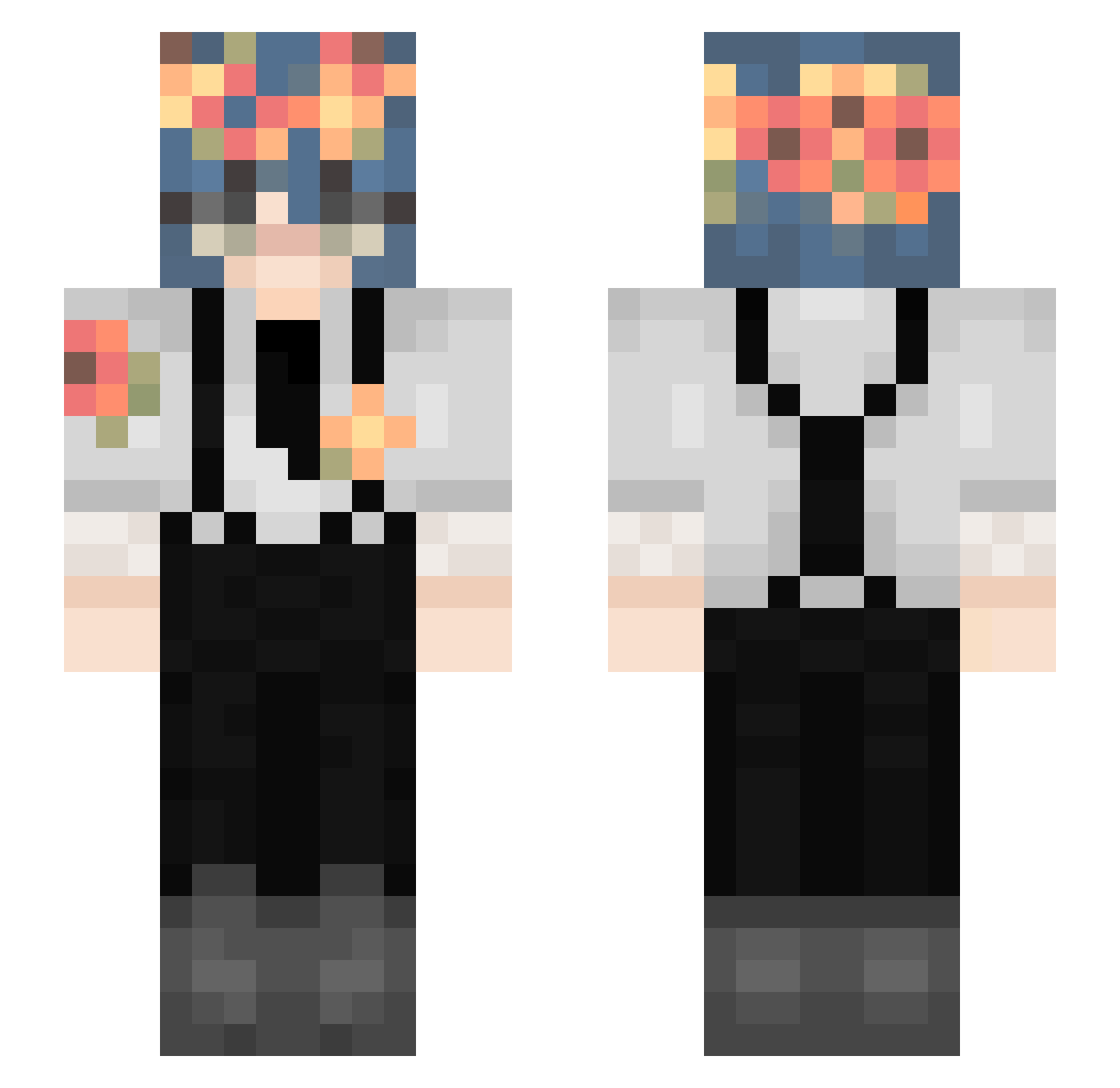 Fharetti Minecraft skin, front and back view