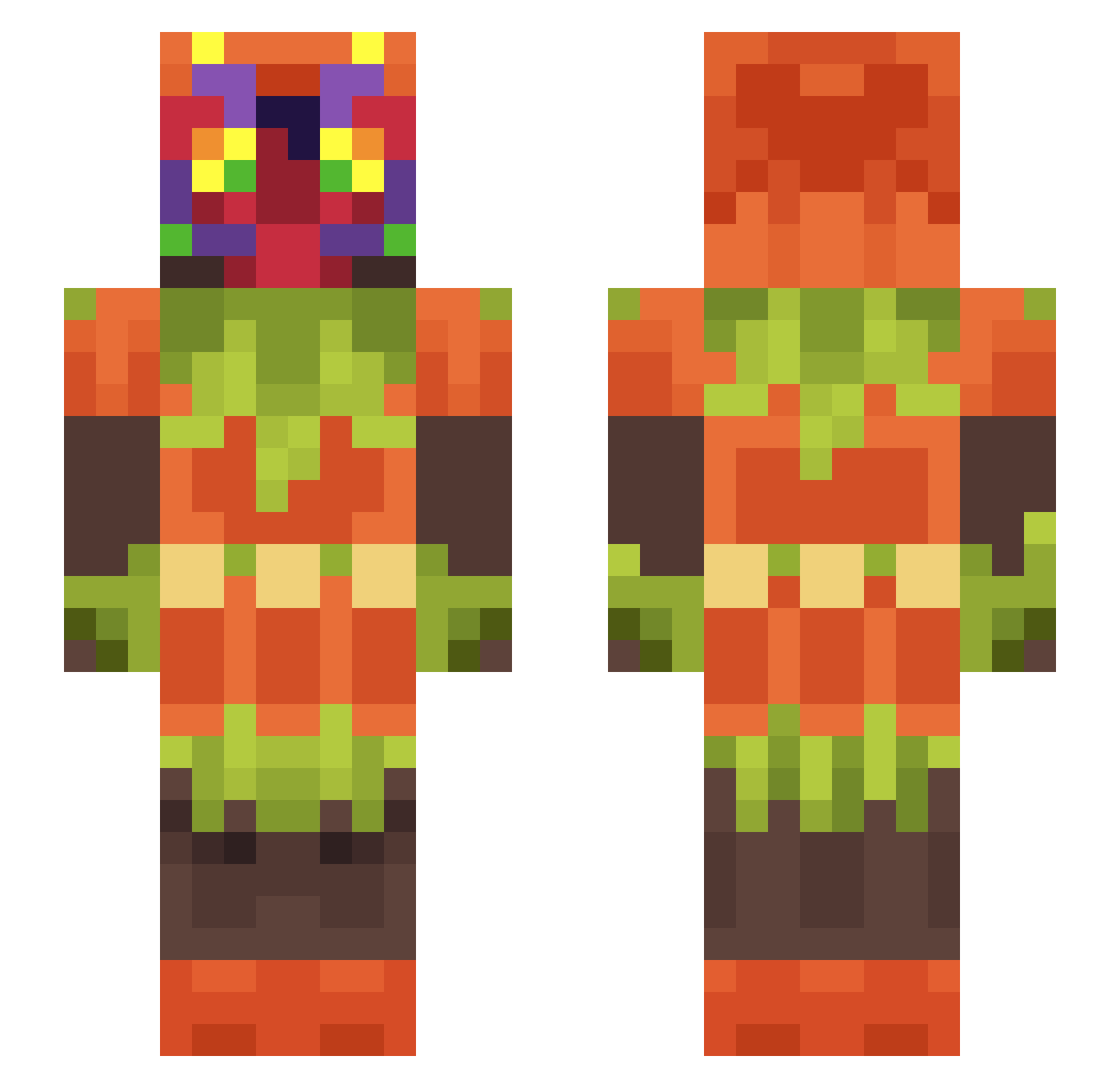 AxFive Minecraft skin, front and back view