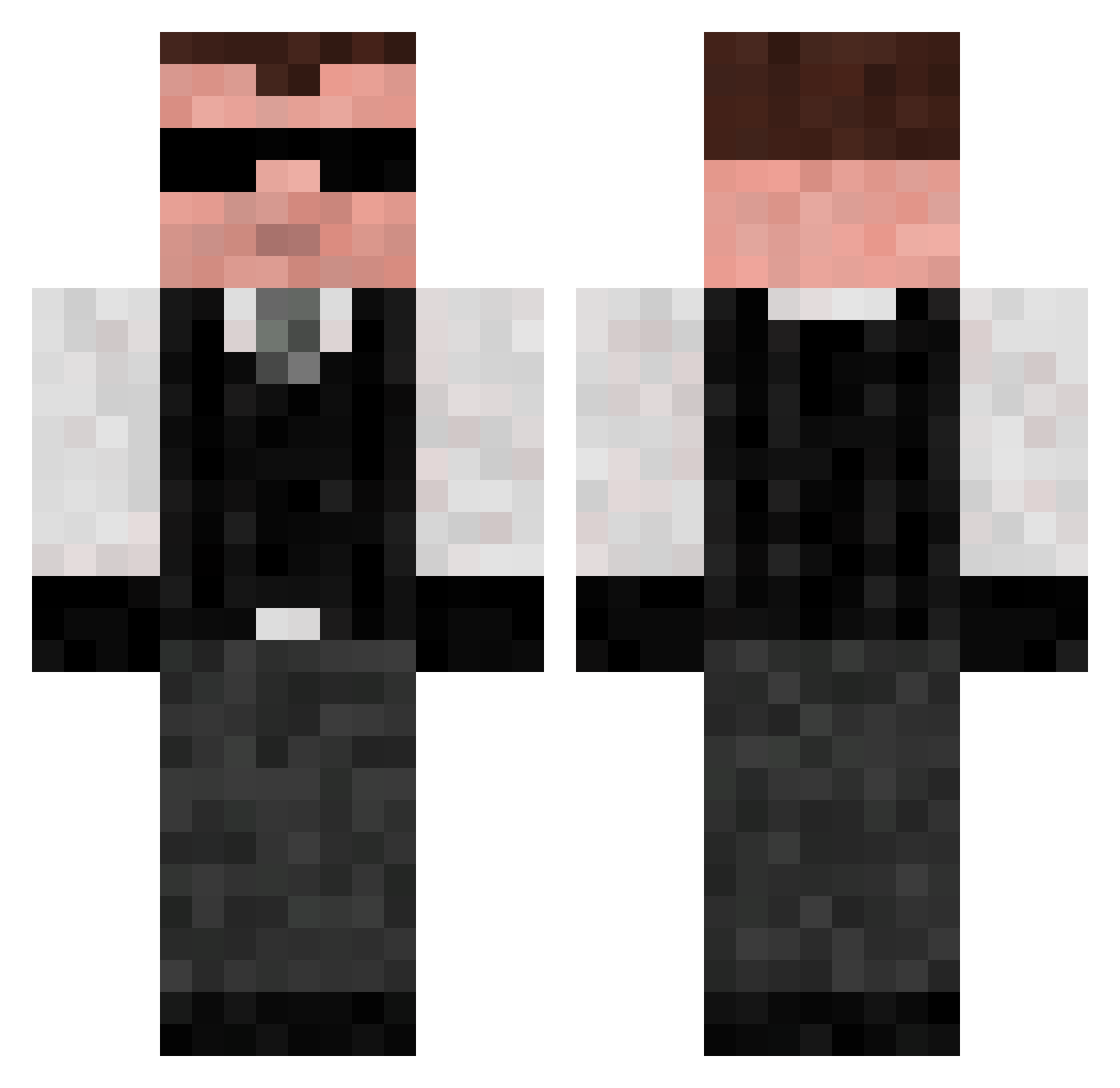 configless Minecraft skin, front and back view