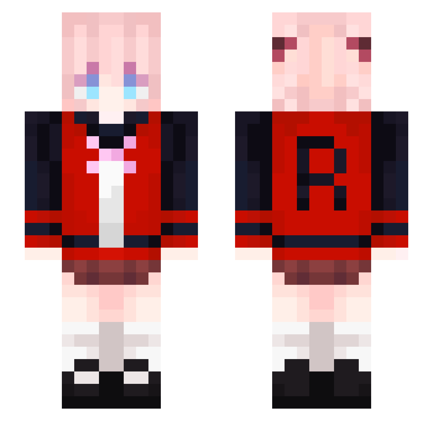 Splaxie Minecraft skin, front and back view