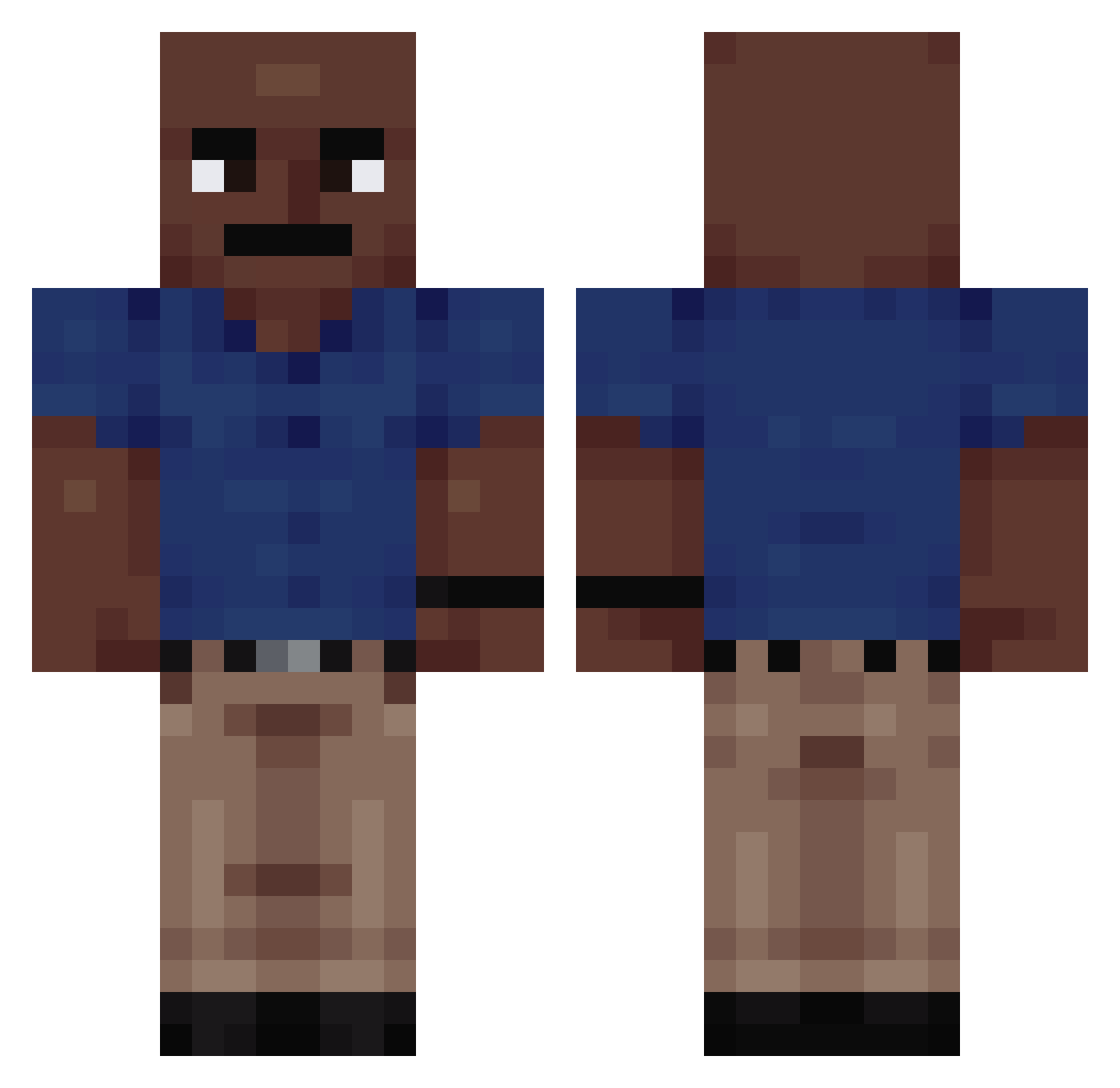 Realshanks Minecraft skin, front and back view