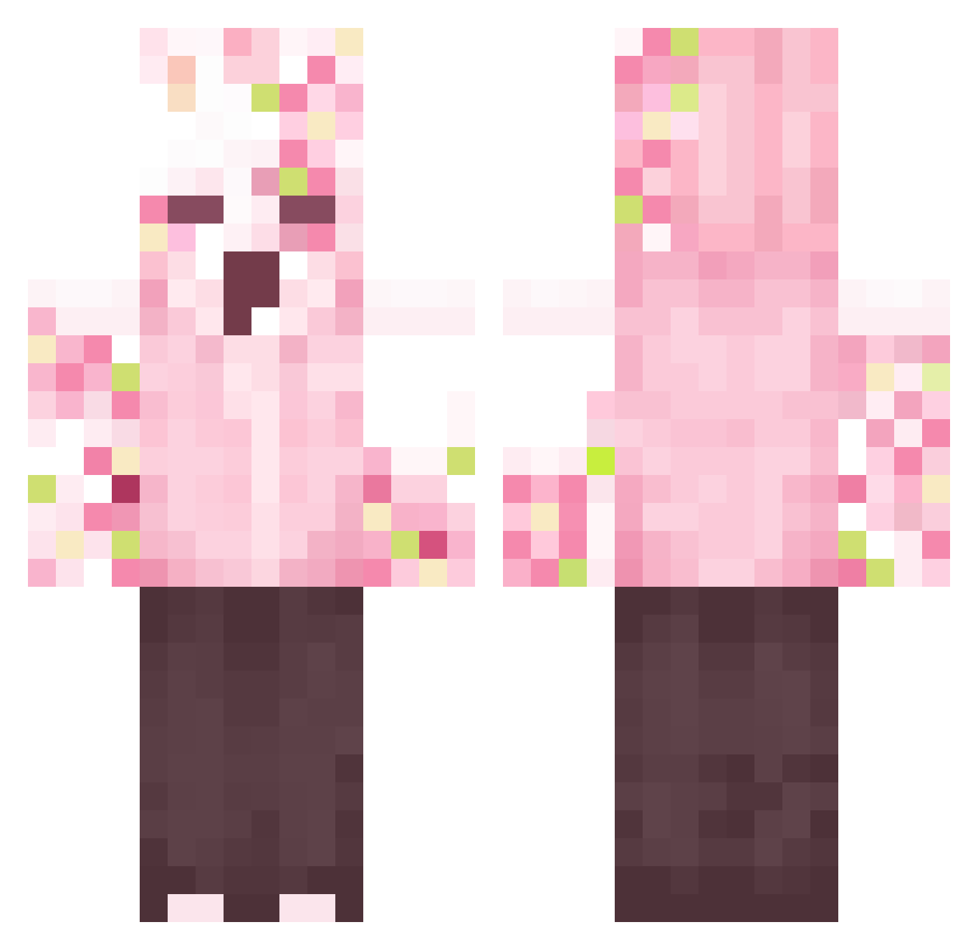 UnstableMoon Minecraft skin, front and back view