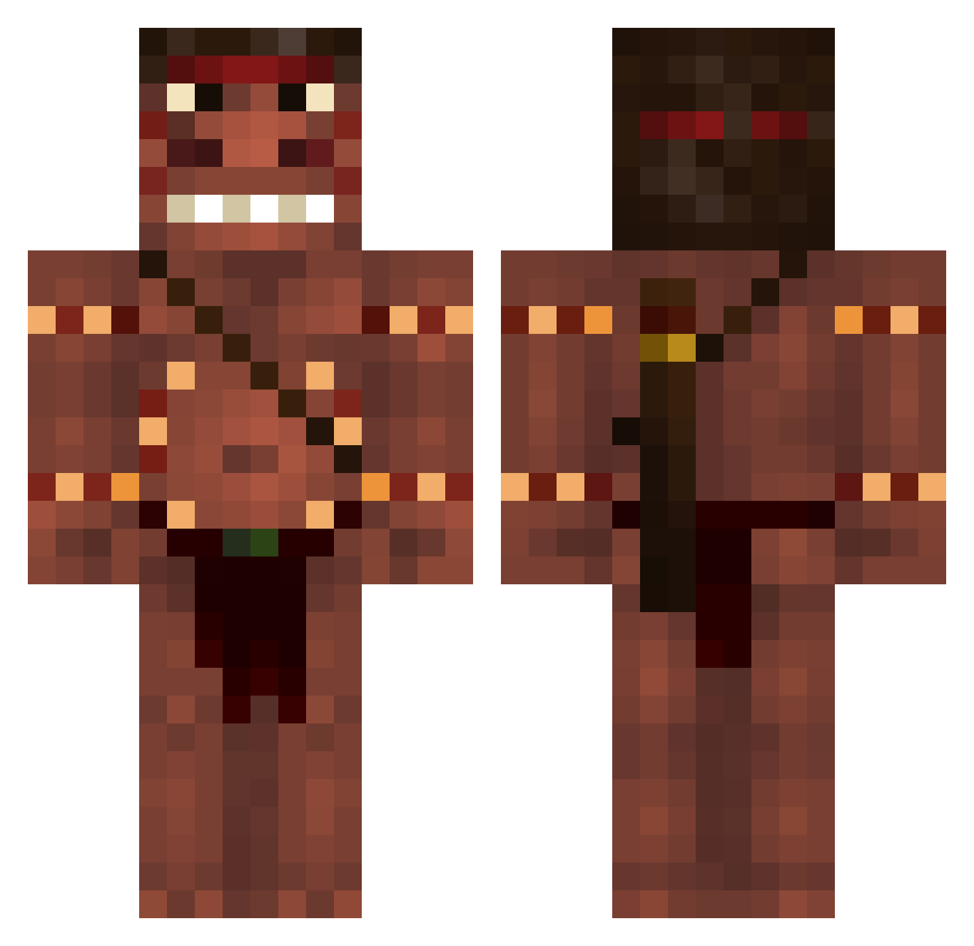 blackaboslave Minecraft skin, front and back view