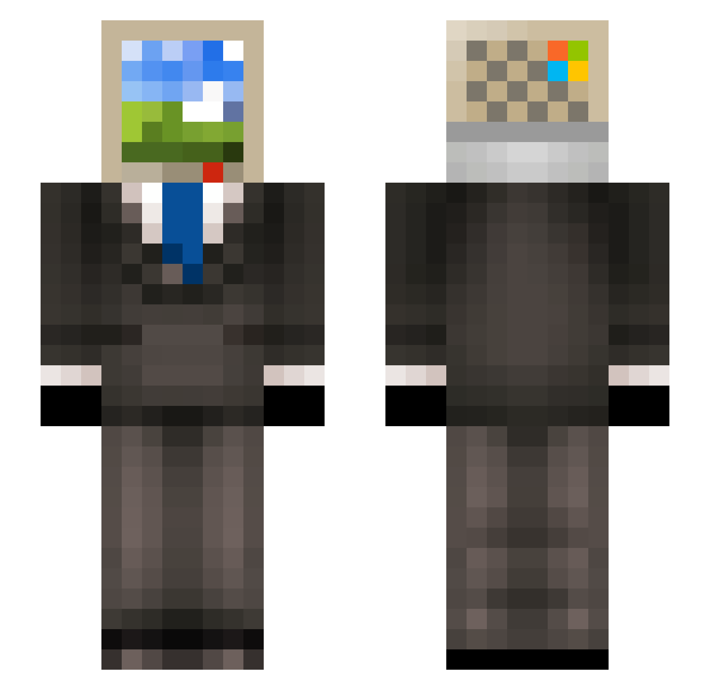 MrBaggyEyed Minecraft skin, front and back view