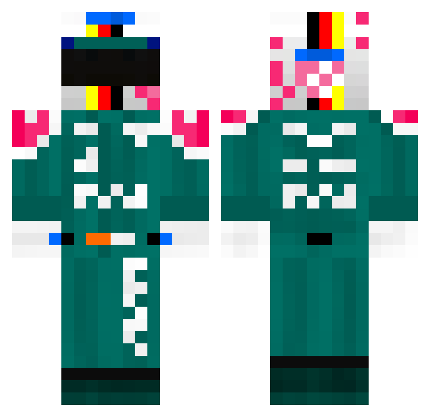 SWinge Minecraft skin, front and back view