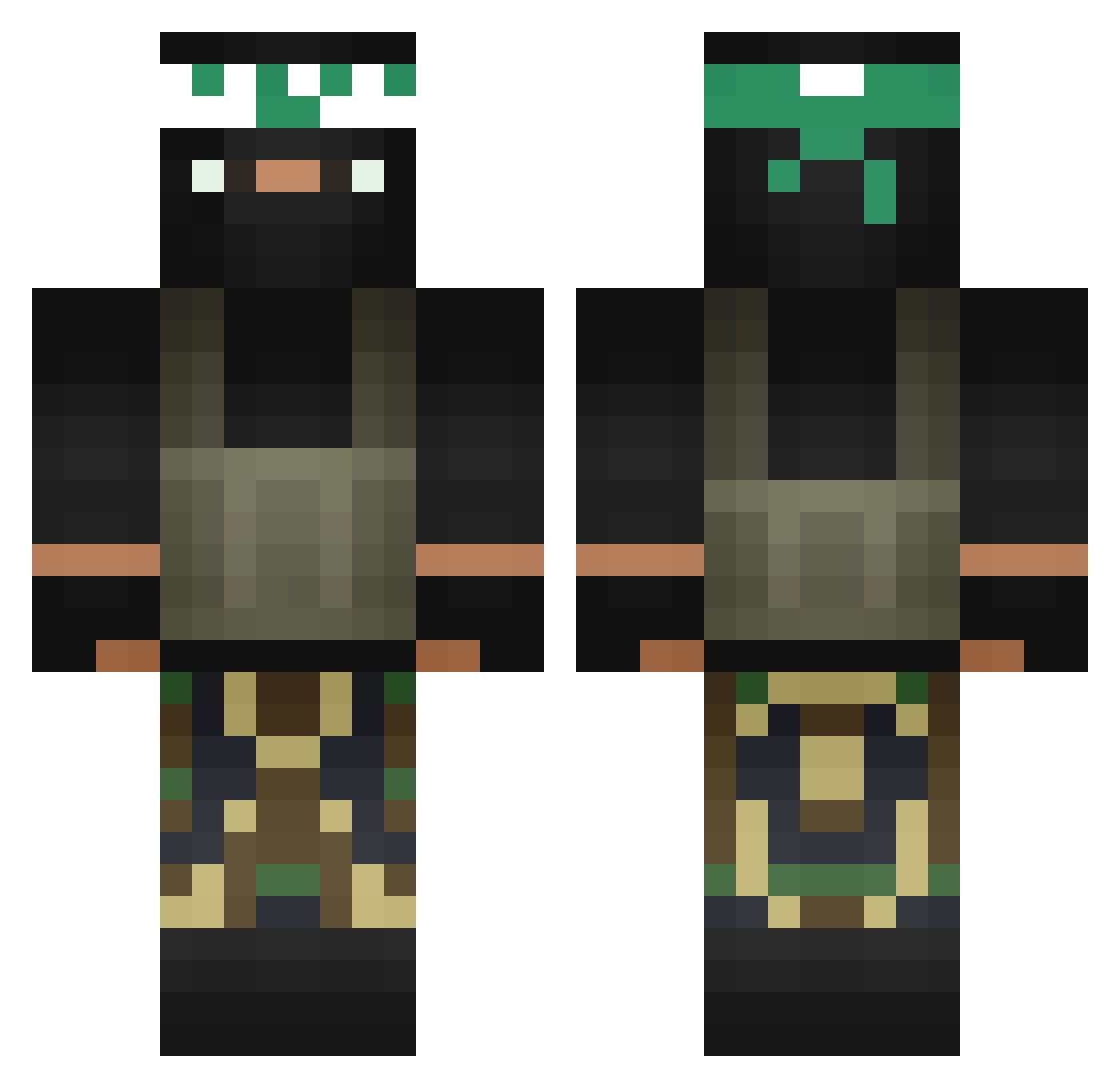 Quickhell69 Minecraft skin, front and back view