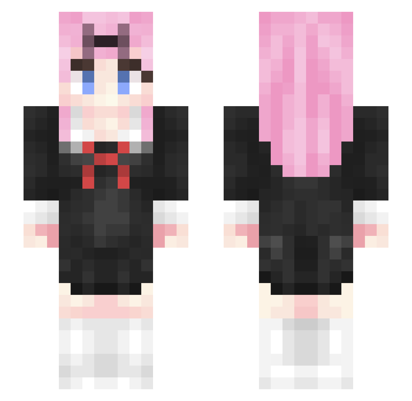 SleepyHipster Minecraft skin, front and back view