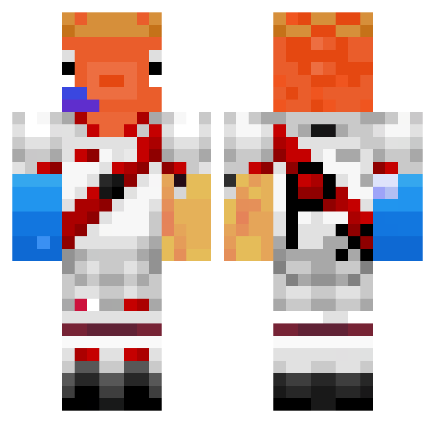Pxisson Minecraft skin, front and back view