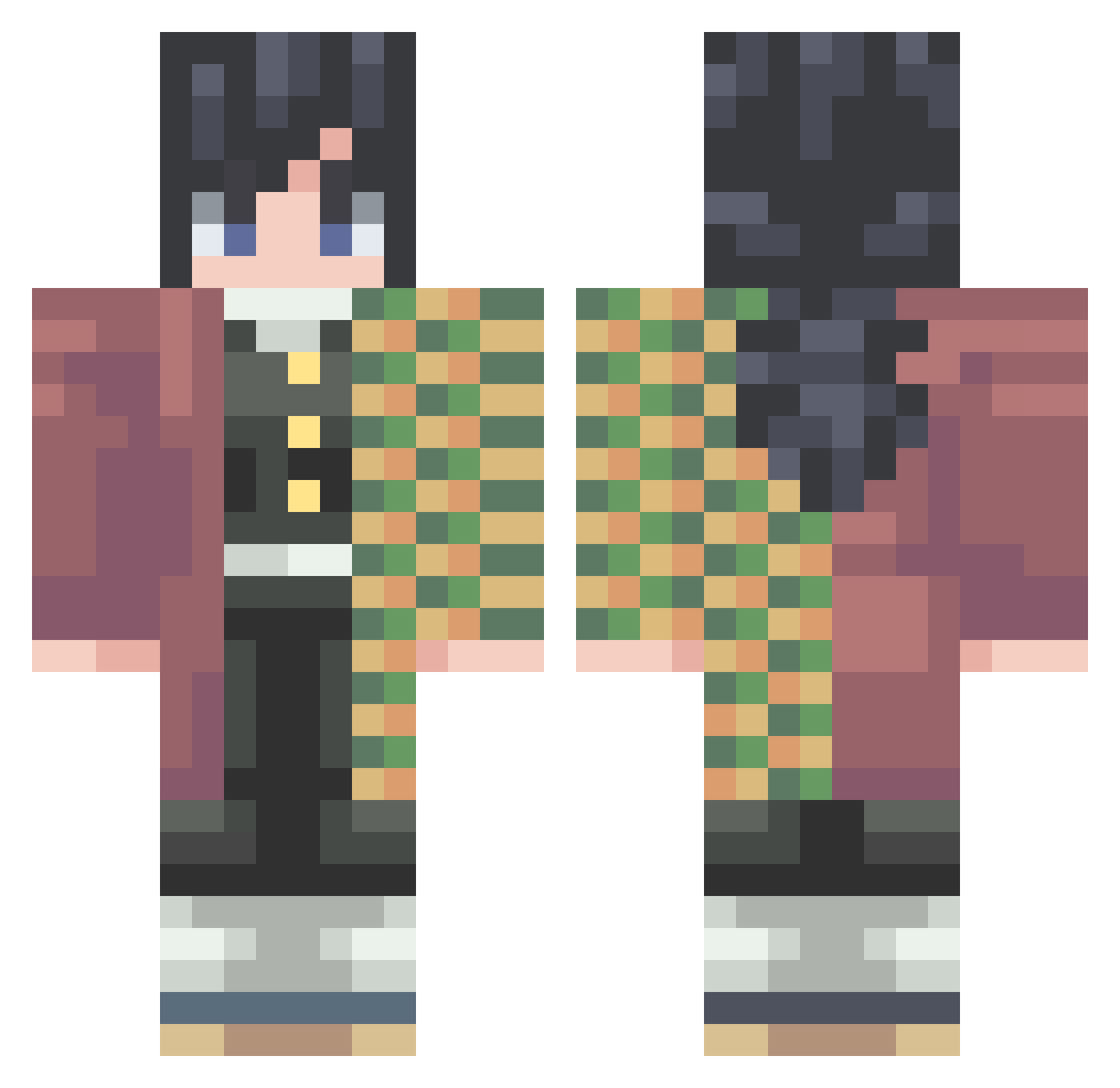 Sk8tboardP Minecraft skin, front and back view