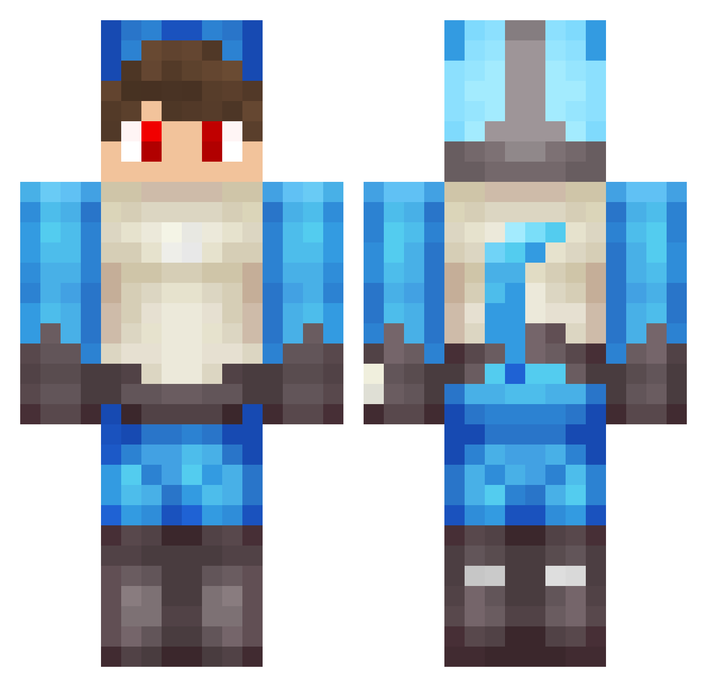 kickingKxnterYT Minecraft skin, front and back view