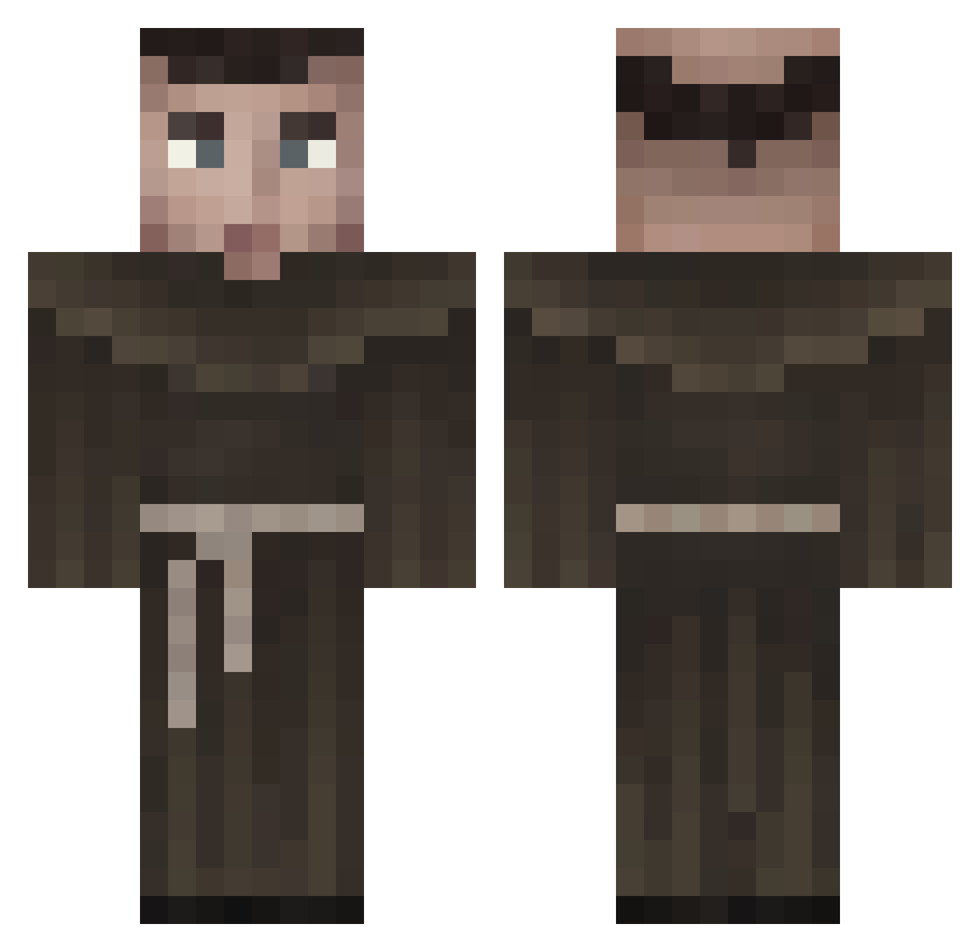 Ventoze Minecraft skin, front and back view