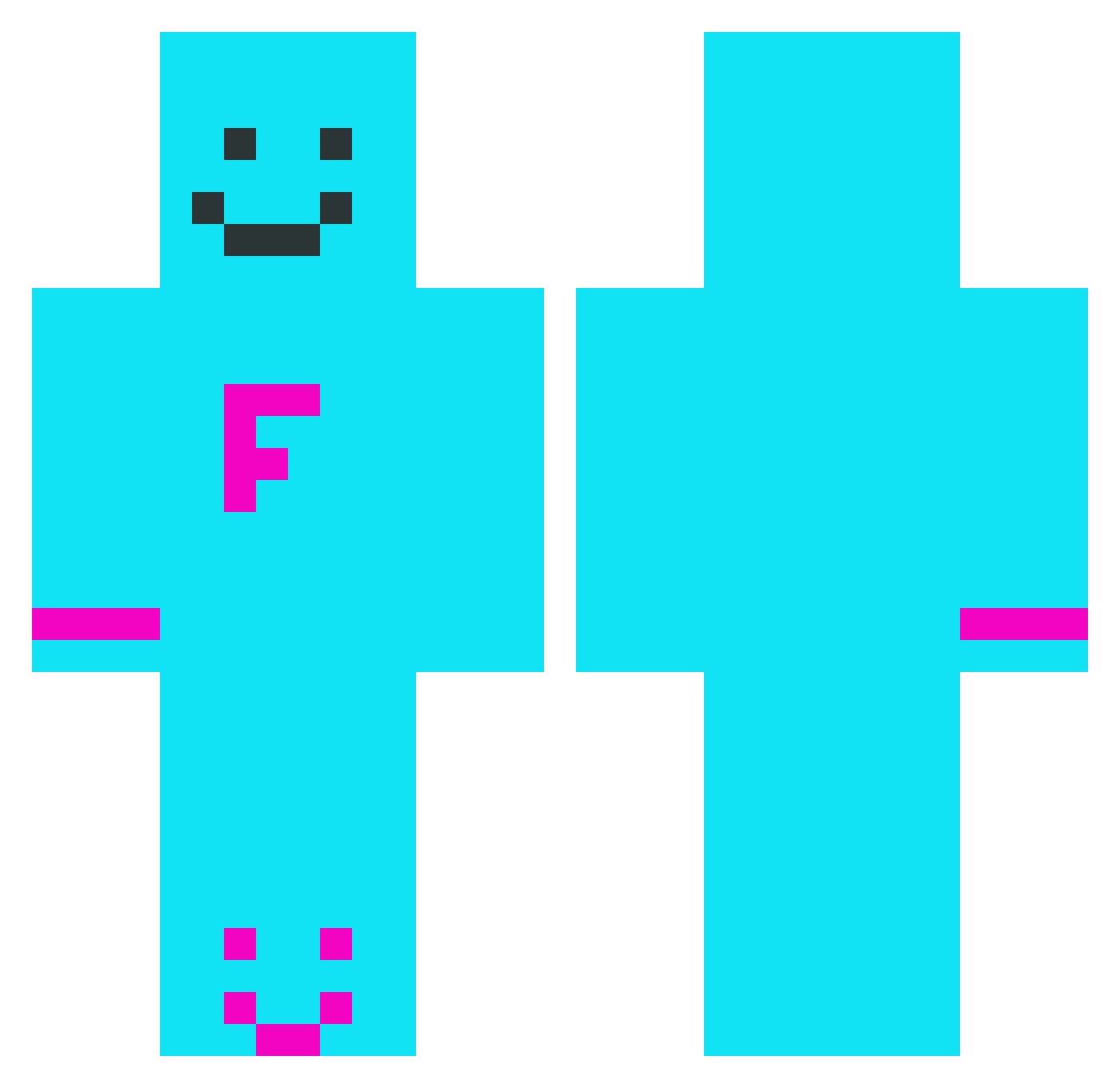 Zzeloss Minecraft skin, front and back view