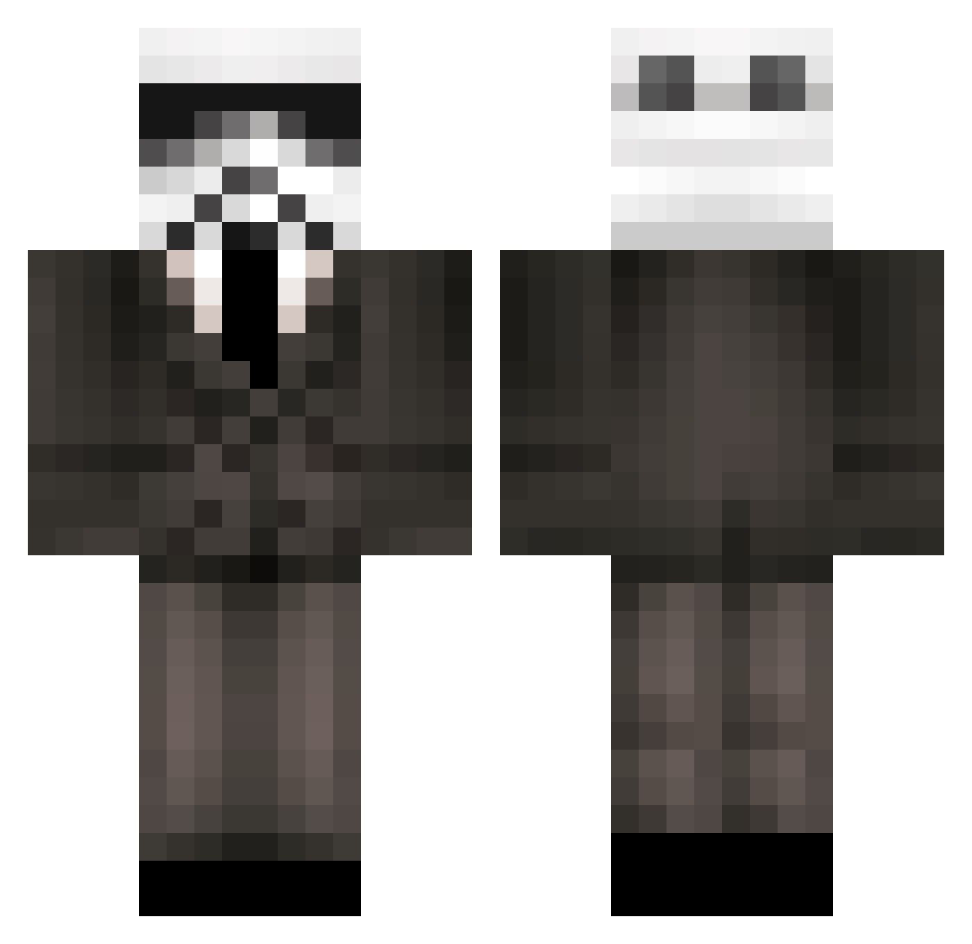 warmen Minecraft skin, front and back view