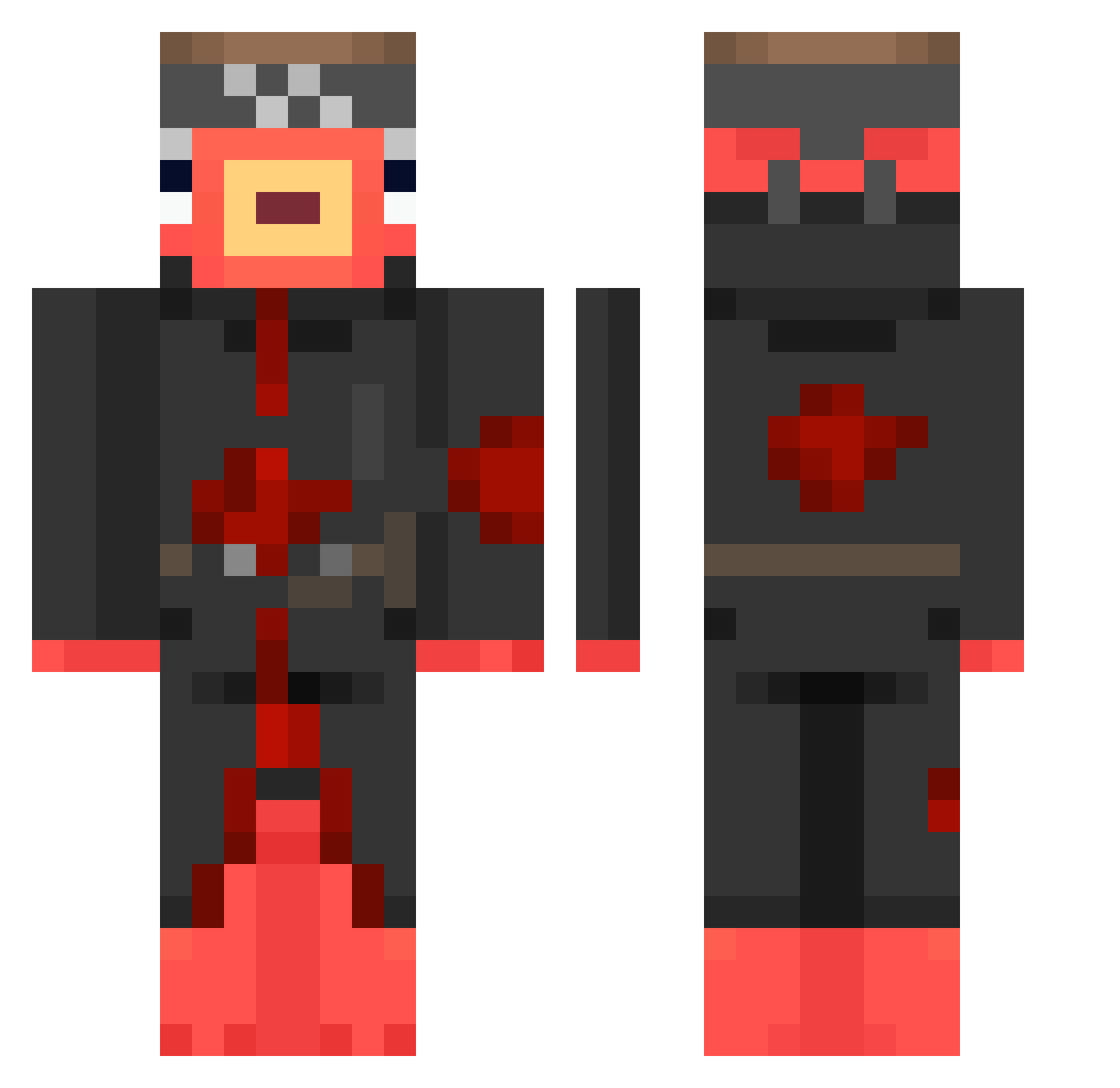 Upketch Minecraft skin, front and back view