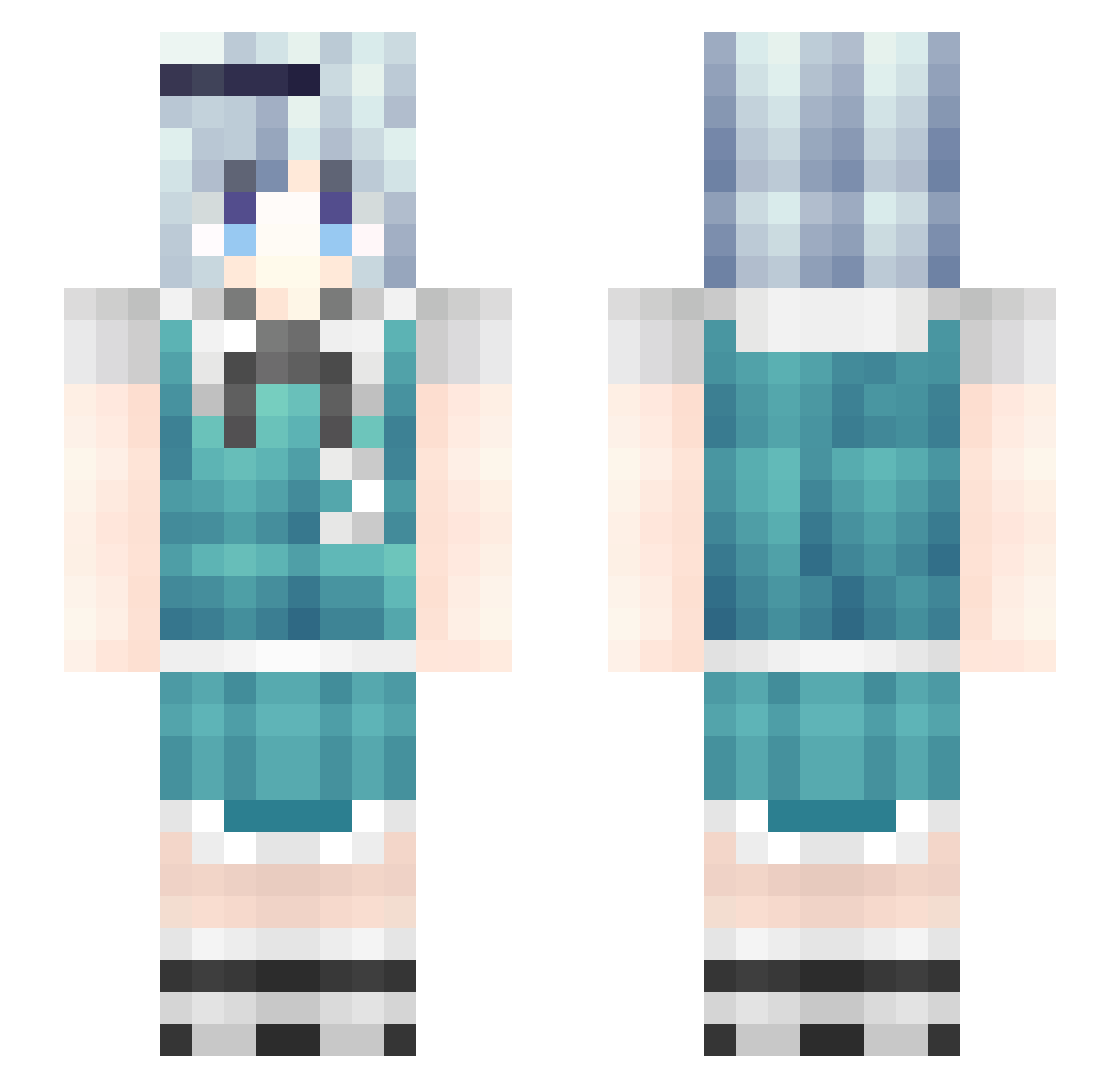 Crsster Minecraft skin, front and back view