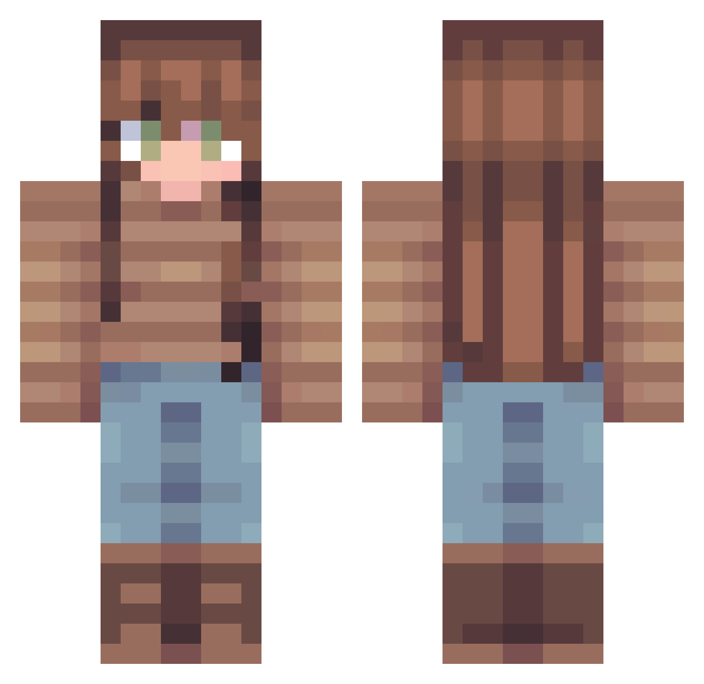 freyfalling Minecraft skin, front and back view