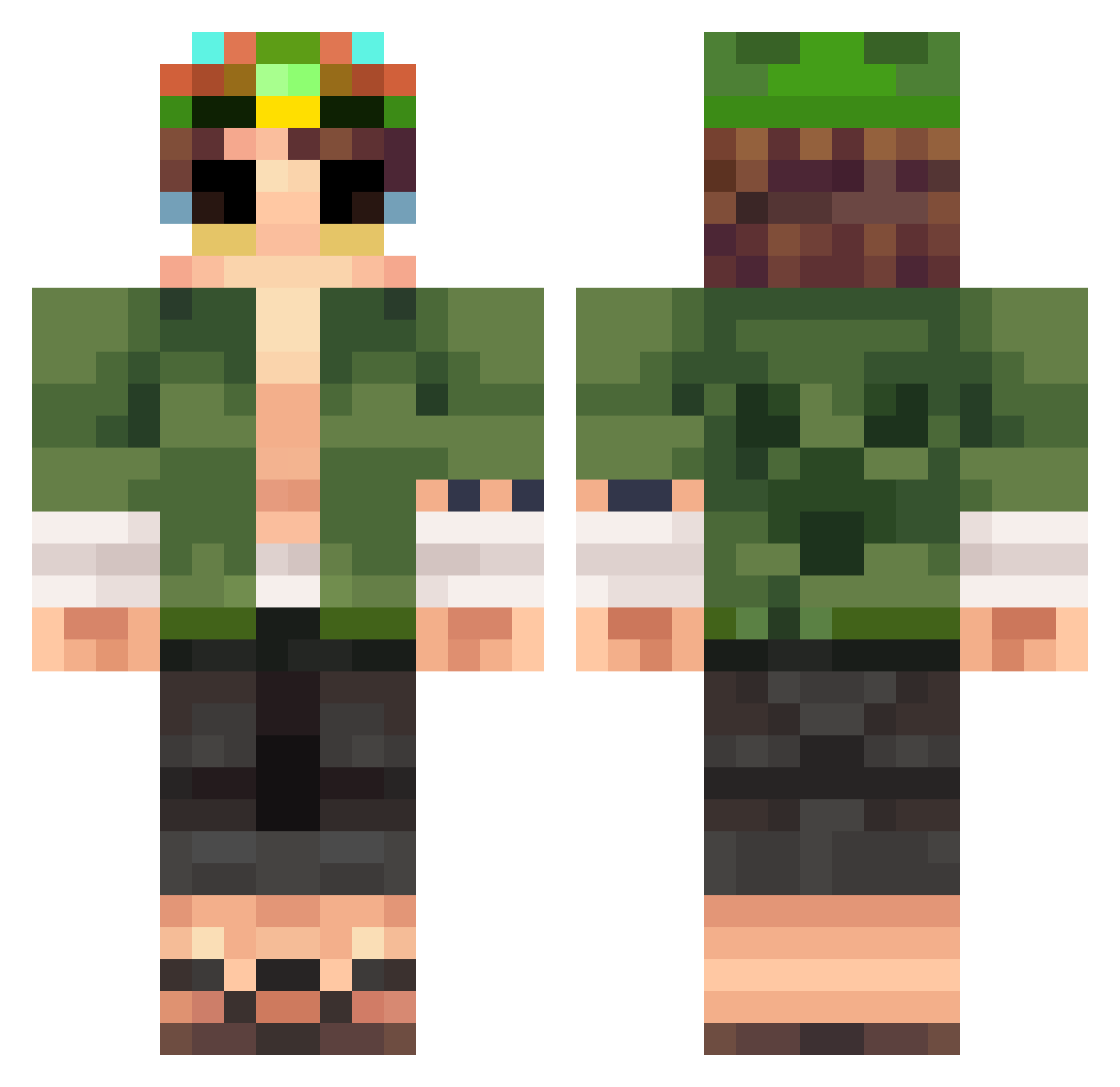 Digital1ron Minecraft skin, front and back view