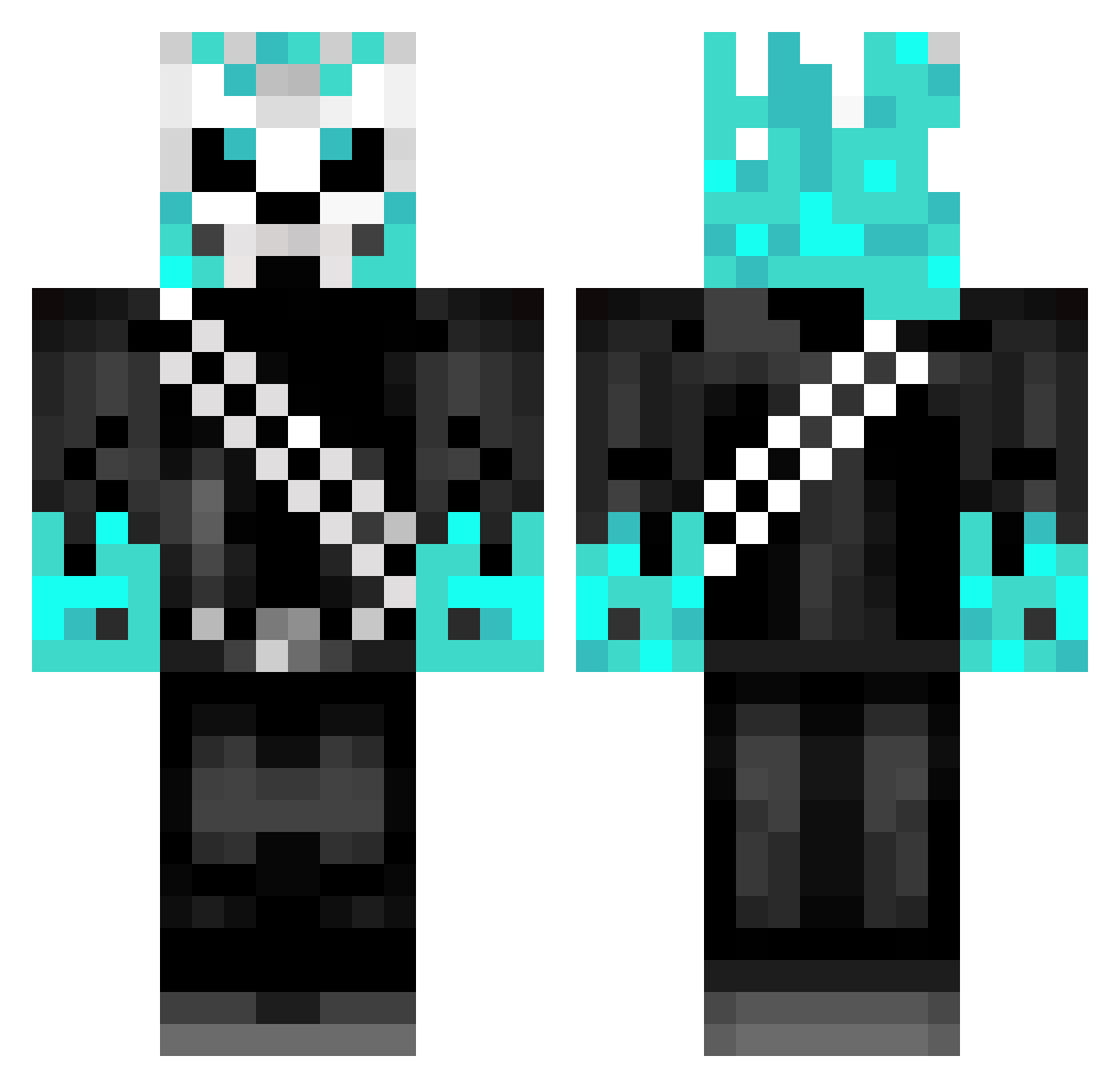 Devlunium Minecraft skin, front and back view