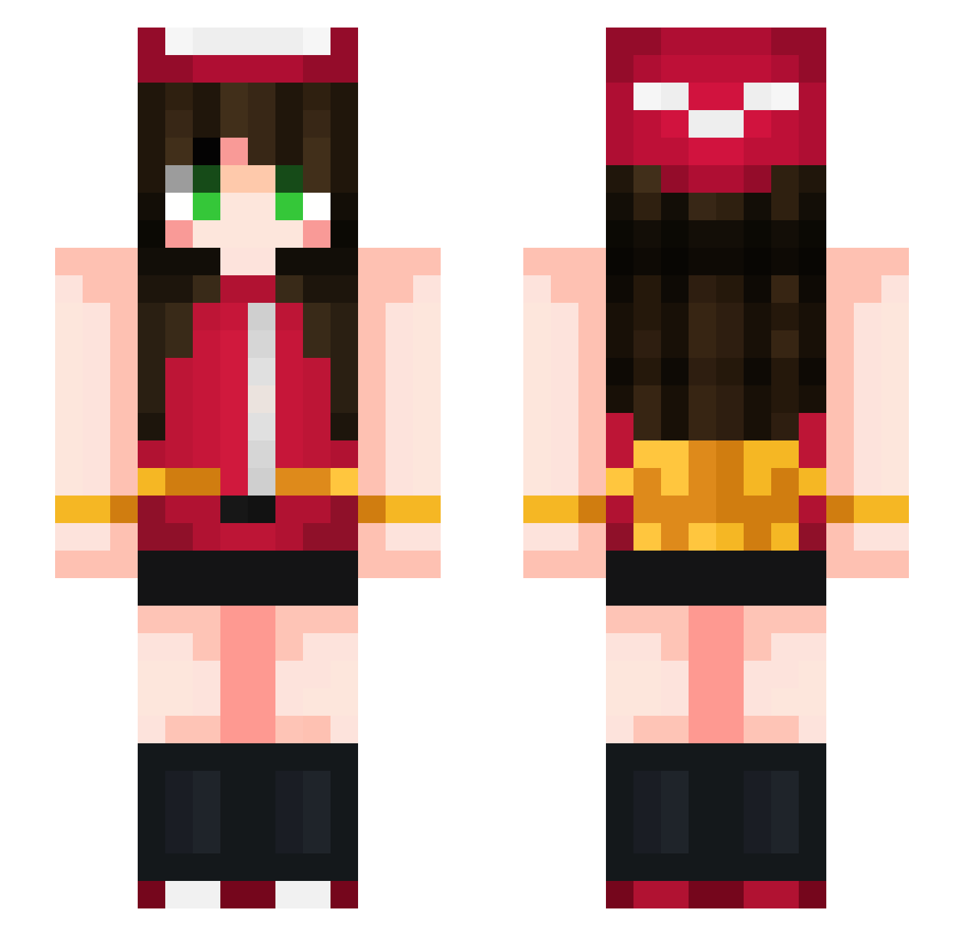 HiraSapphire Minecraft skin, front and back view