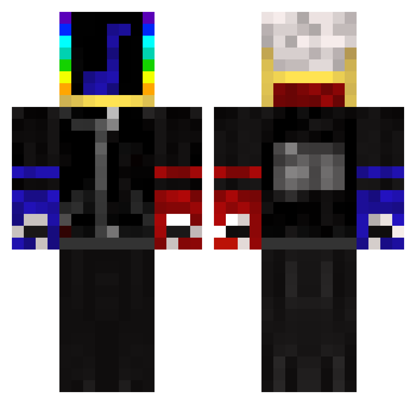 FoxHound Minecraft skin, front and back view