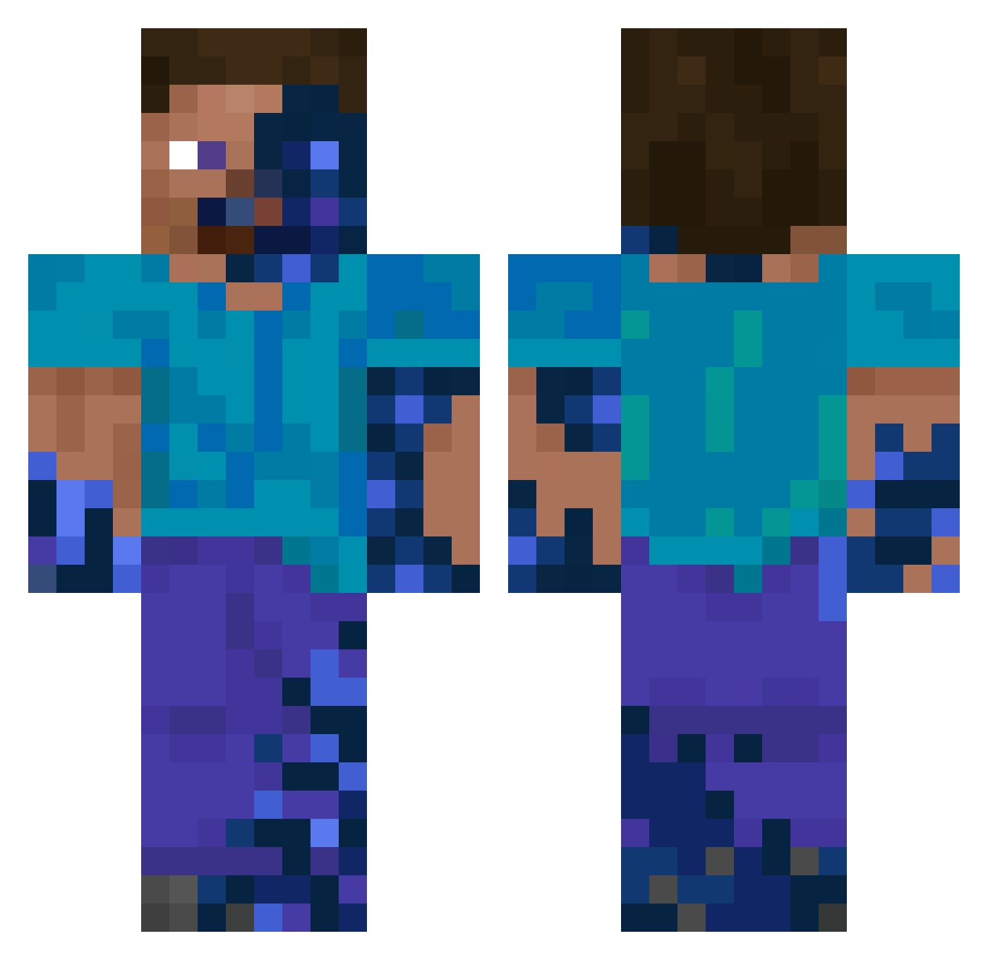 XIEzc Minecraft skin, front and back view