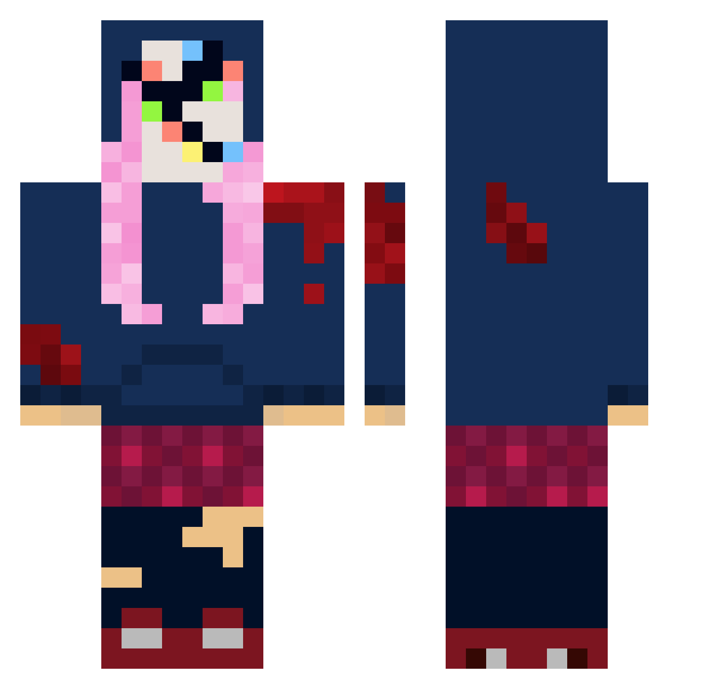 TiddlyWinks Minecraft skin, front and back view
